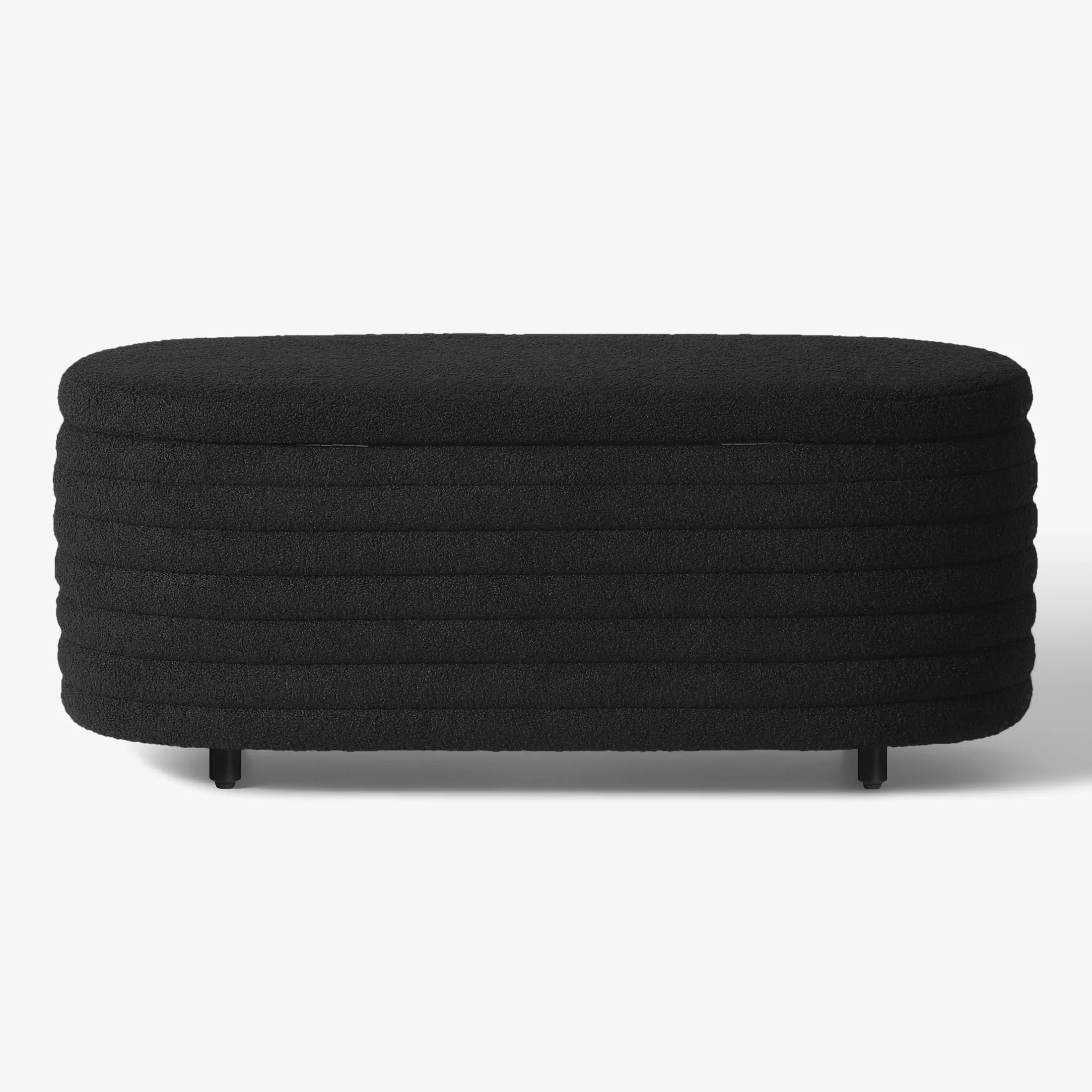 Celine 42" Wide Mid-Century Modern Upholstered Teddy Sherpa Tufted Oval Storage Ottoman Bench