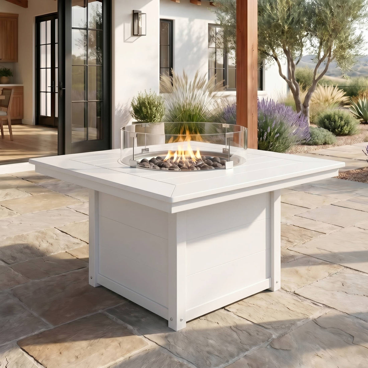 Sol 42" Modern Outdoor Patio Propane Square Fire Pit Table