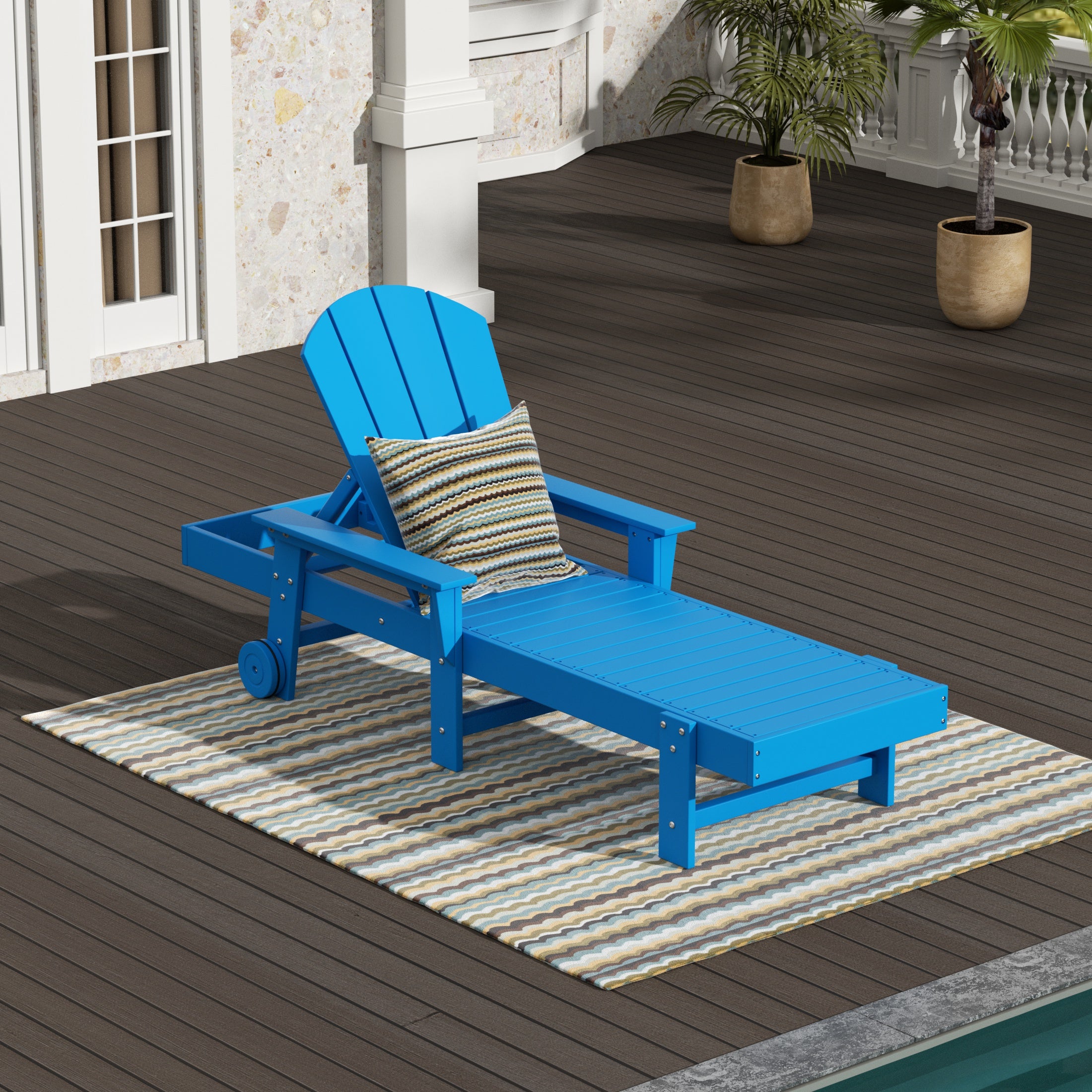 Paradise Reclining Chaise Lounge With Arms & Wheels