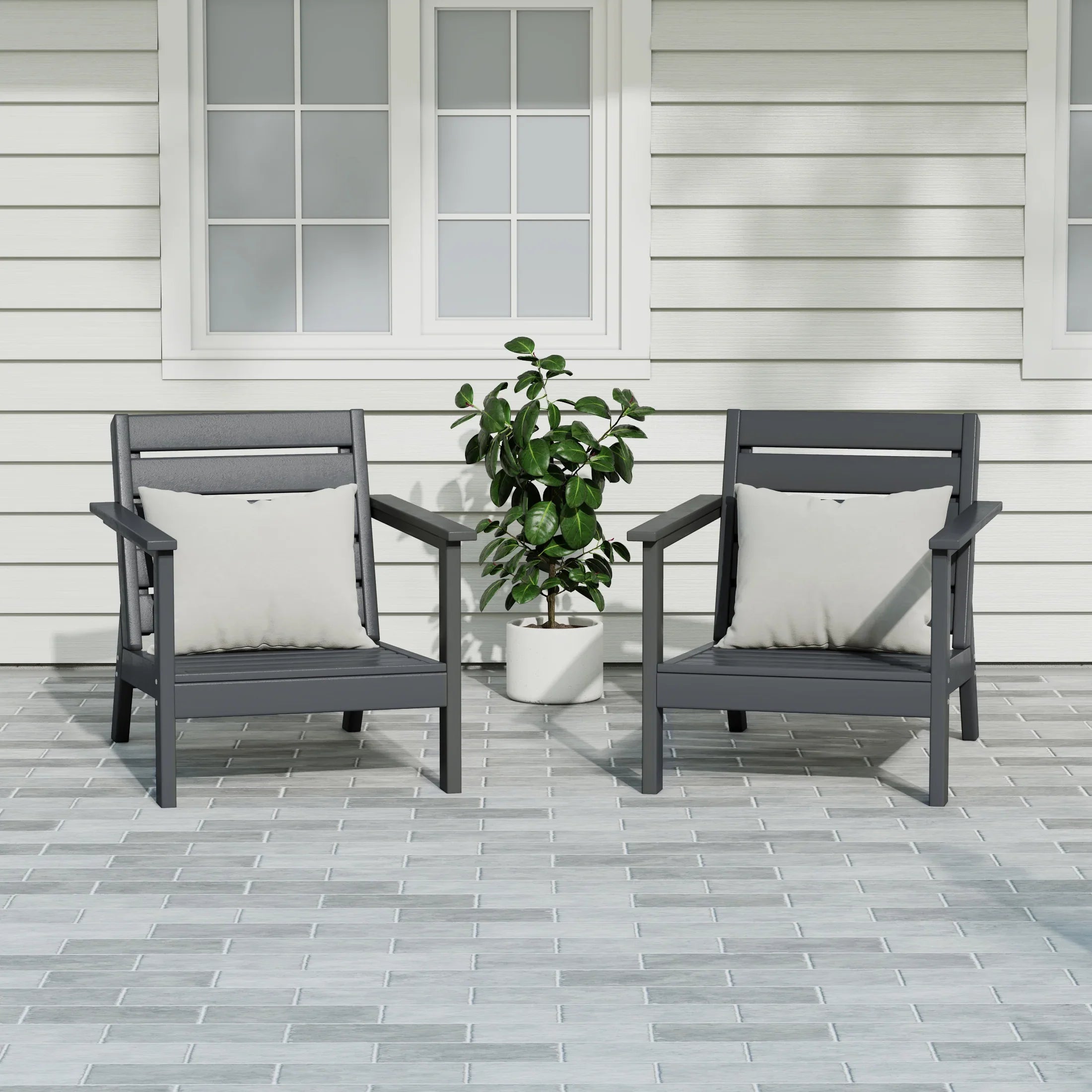 Portsmouth Outdoor Patio HDPE Deep Seating Armchair (Set of 2)