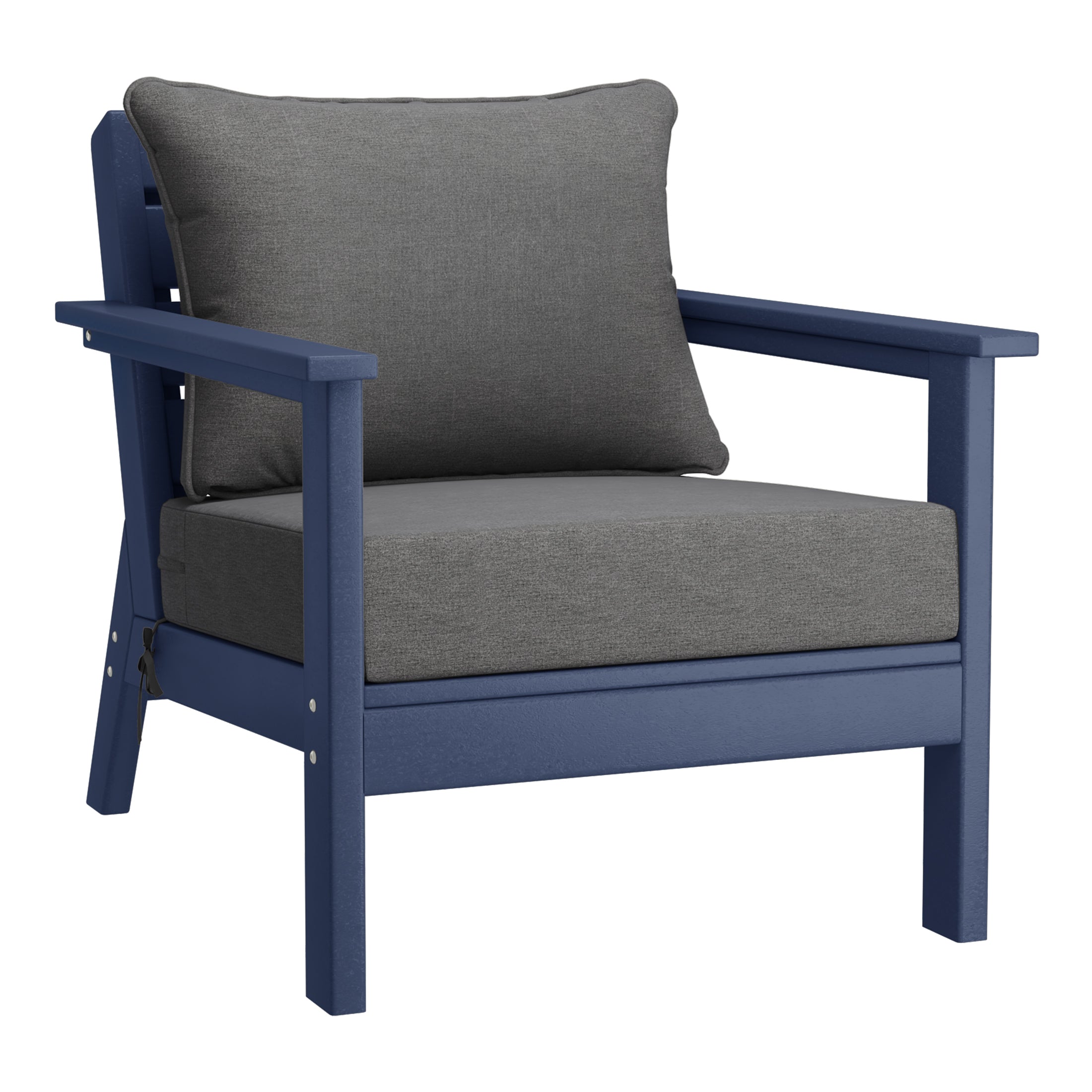 Portsmouth Outdoor Modern HDPE Patio Club Chairs with Deep Seat Cushions (Set of 2)