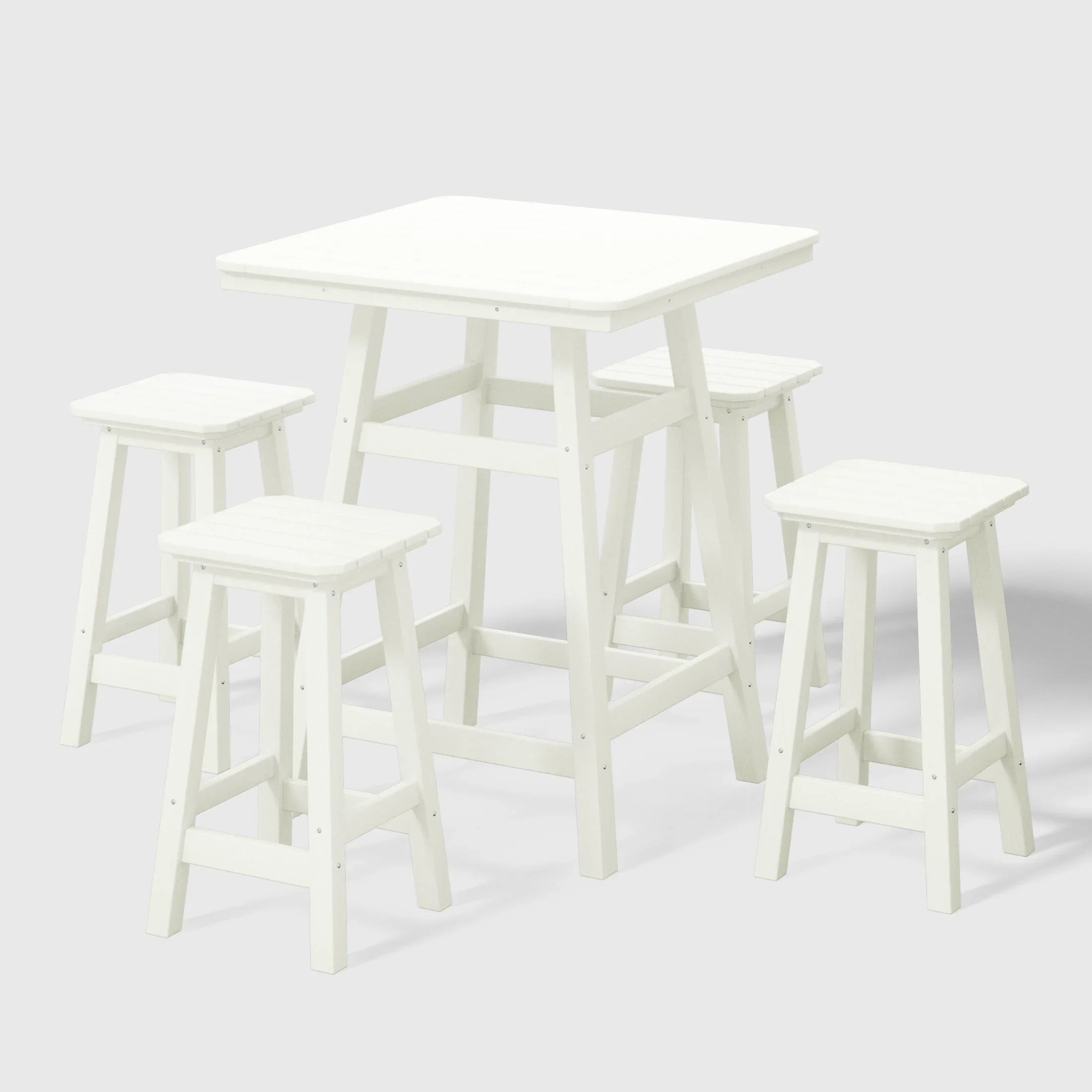 Paradise 5-Piece HDPE Outdoor Patio Dining Bar Bistro Table Set with Counter High Bar Stool