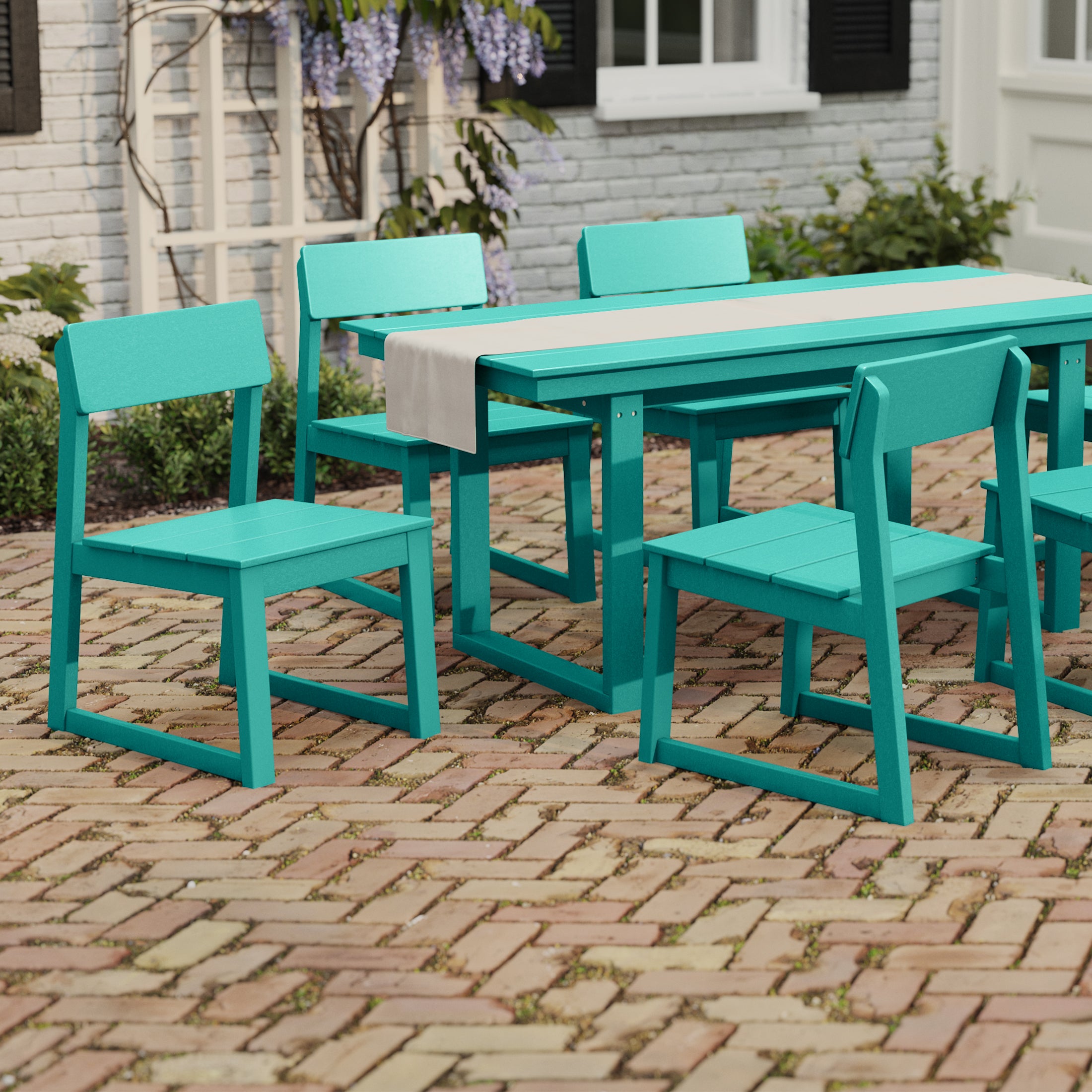 Cambria Modern HDPE Outdoor Armless Patio Dining Chairs (Set of 2)