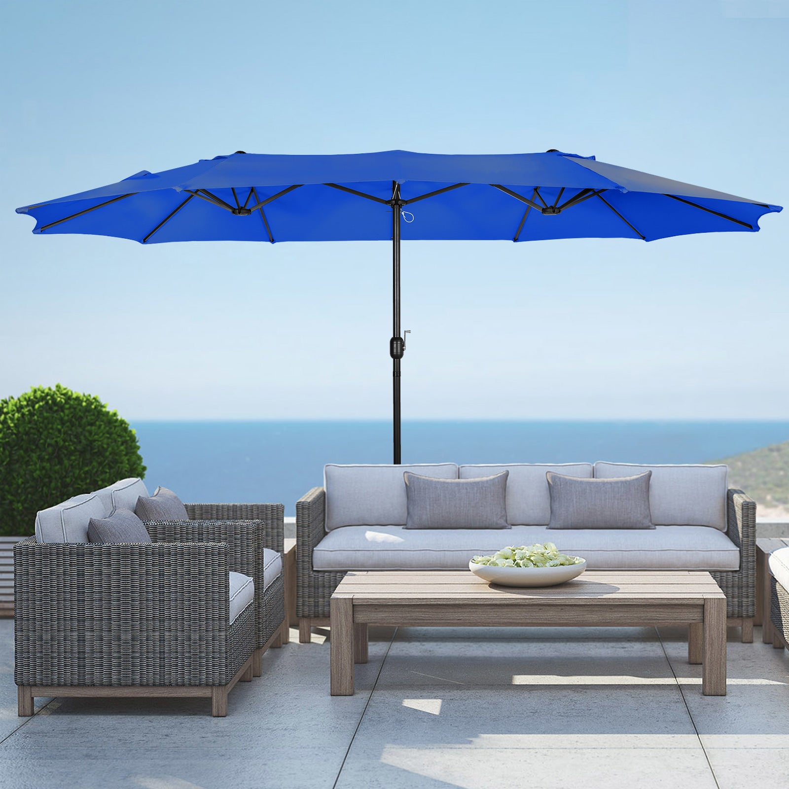 Easton Twin 15 x 9 ft. retangular shape Market / Outdoor dining table umbrella