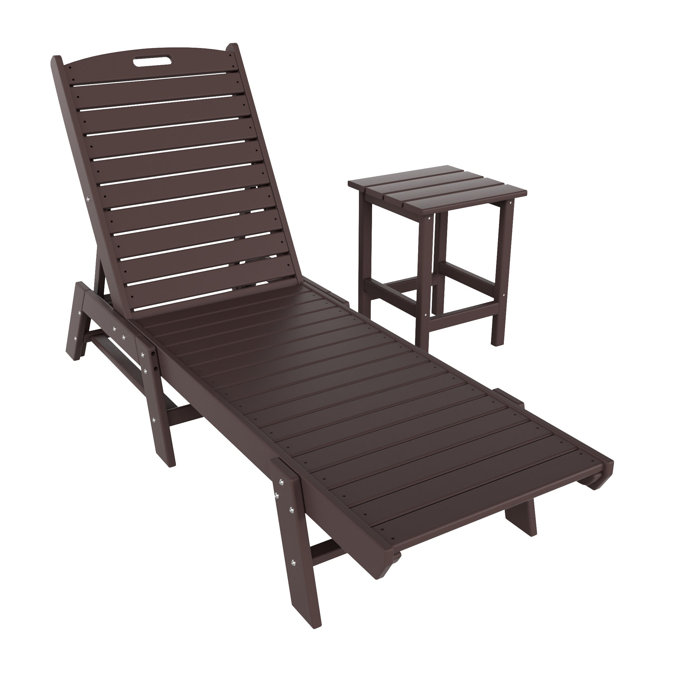 Paradise 2-Piece Poly Outdoor Patio Chaise Lounge Chair with Side Table Set