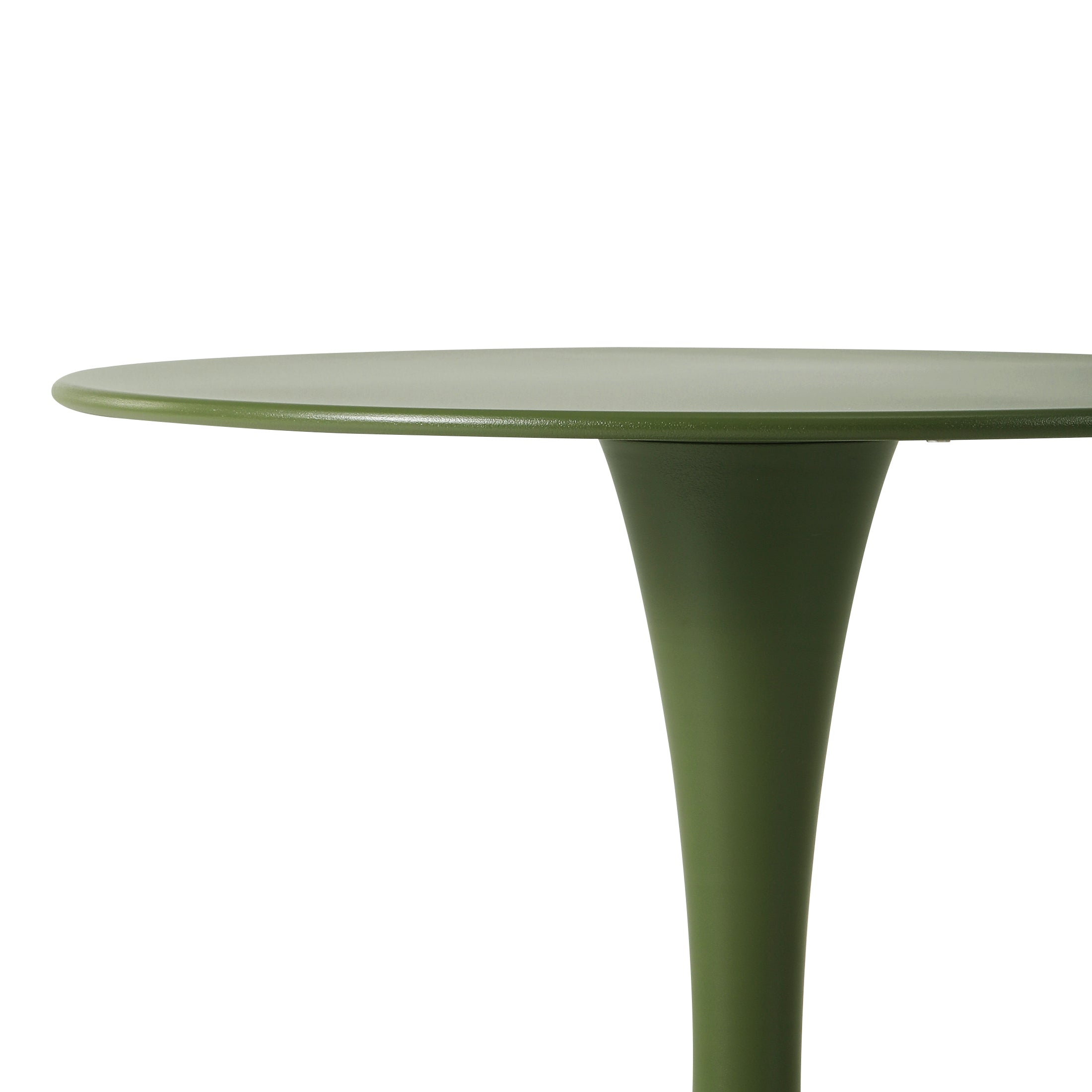 Sunshine 3-Piece Outdoor Round Metal Dining Table Set And Stackable Resin Patio Dining Side Chairs