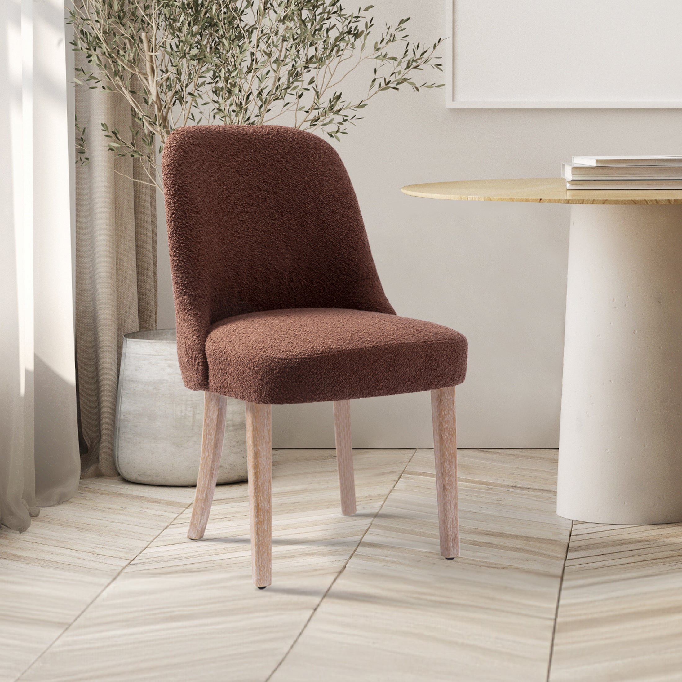 Amélie Mid-Century Modern Upholstered Boucle Dining Chair