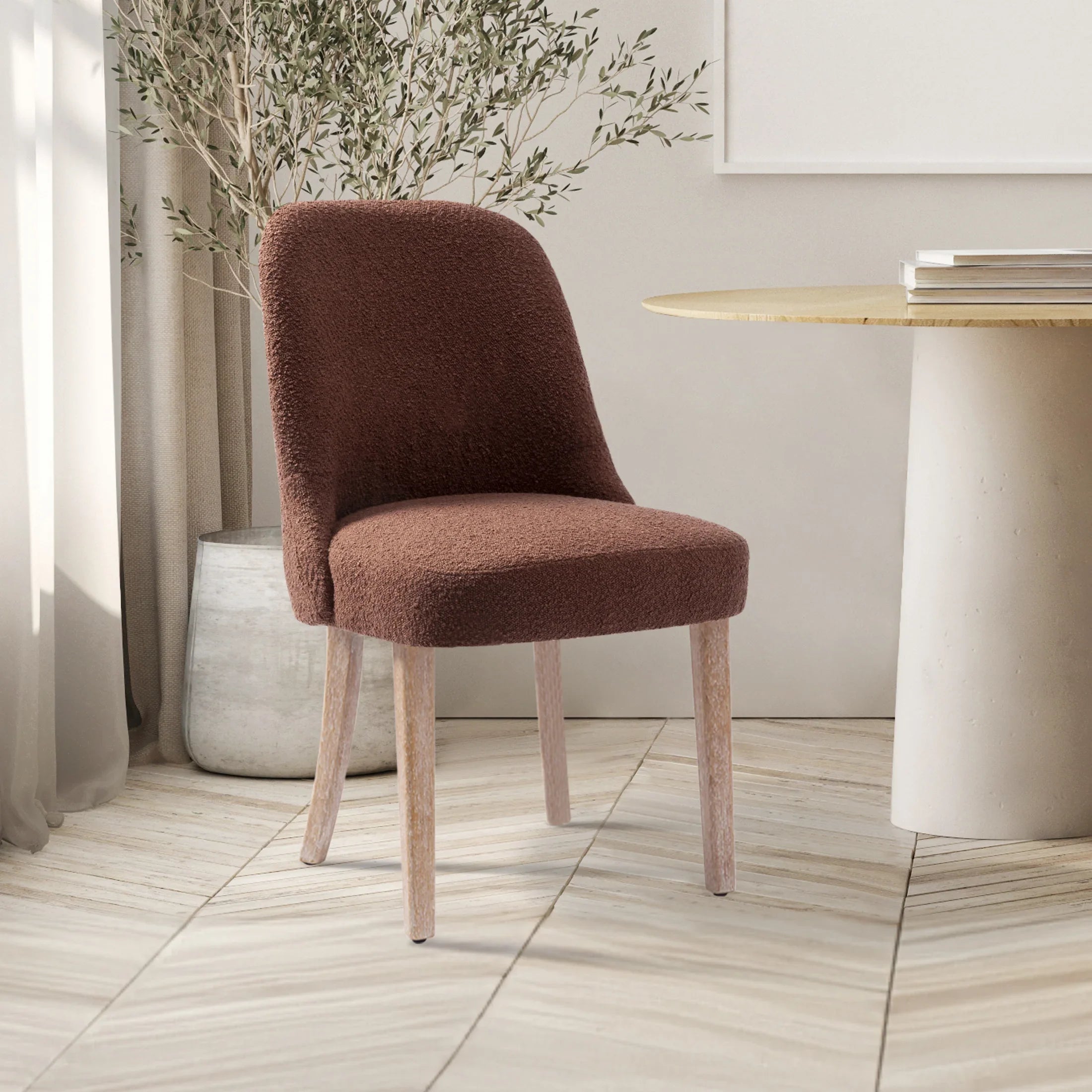Amélie Mid-Century Modern Upholstered Boucle Dining Chair