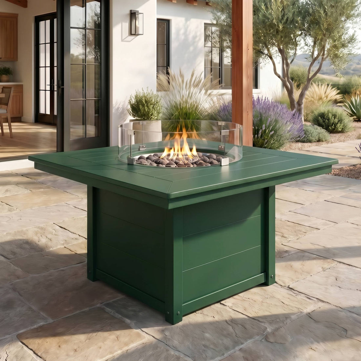 Sol 42" Modern Outdoor Patio Propane Square Fire Pit Table