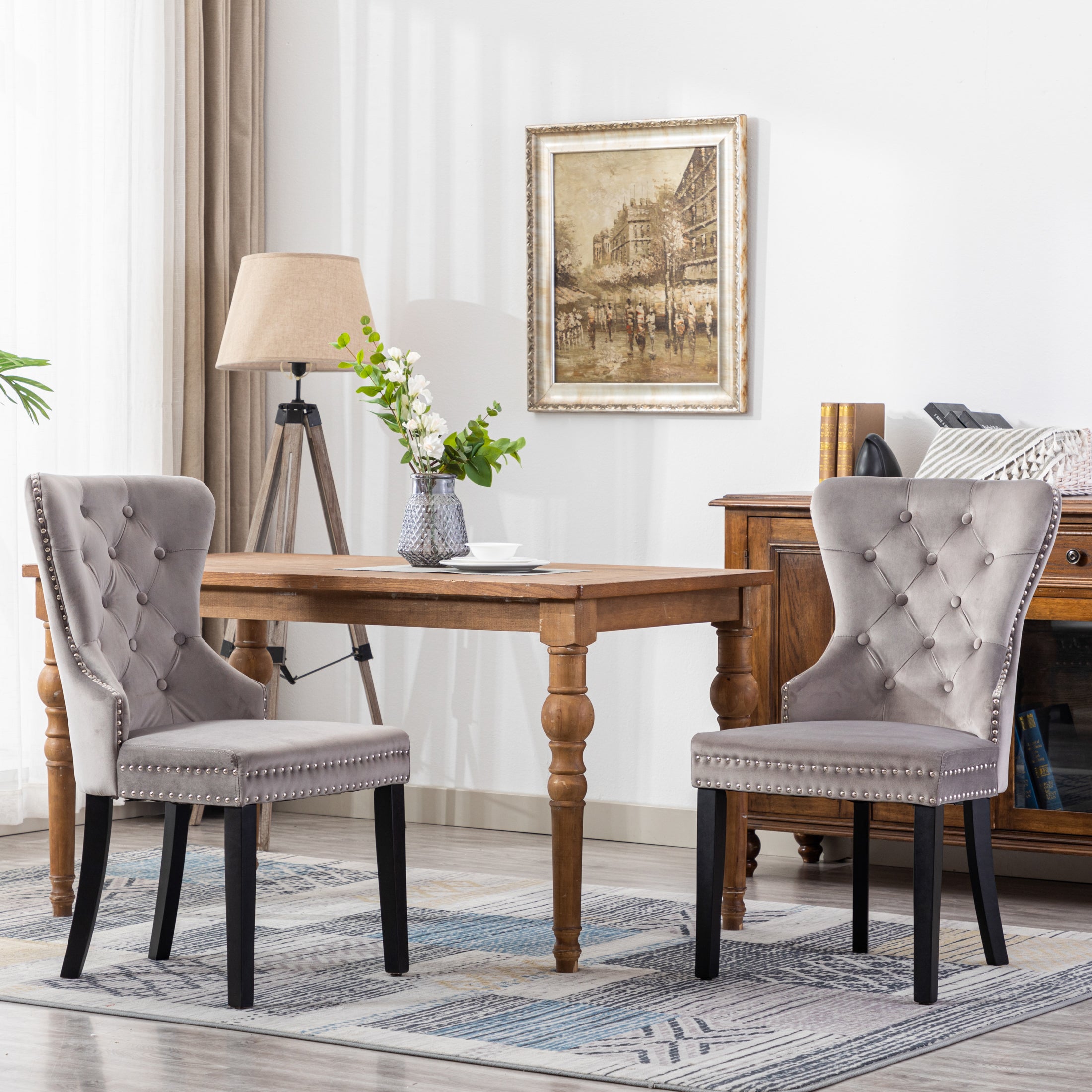 Hank Velvet Upholstered Tufted Dining Chairs (Set of 2)