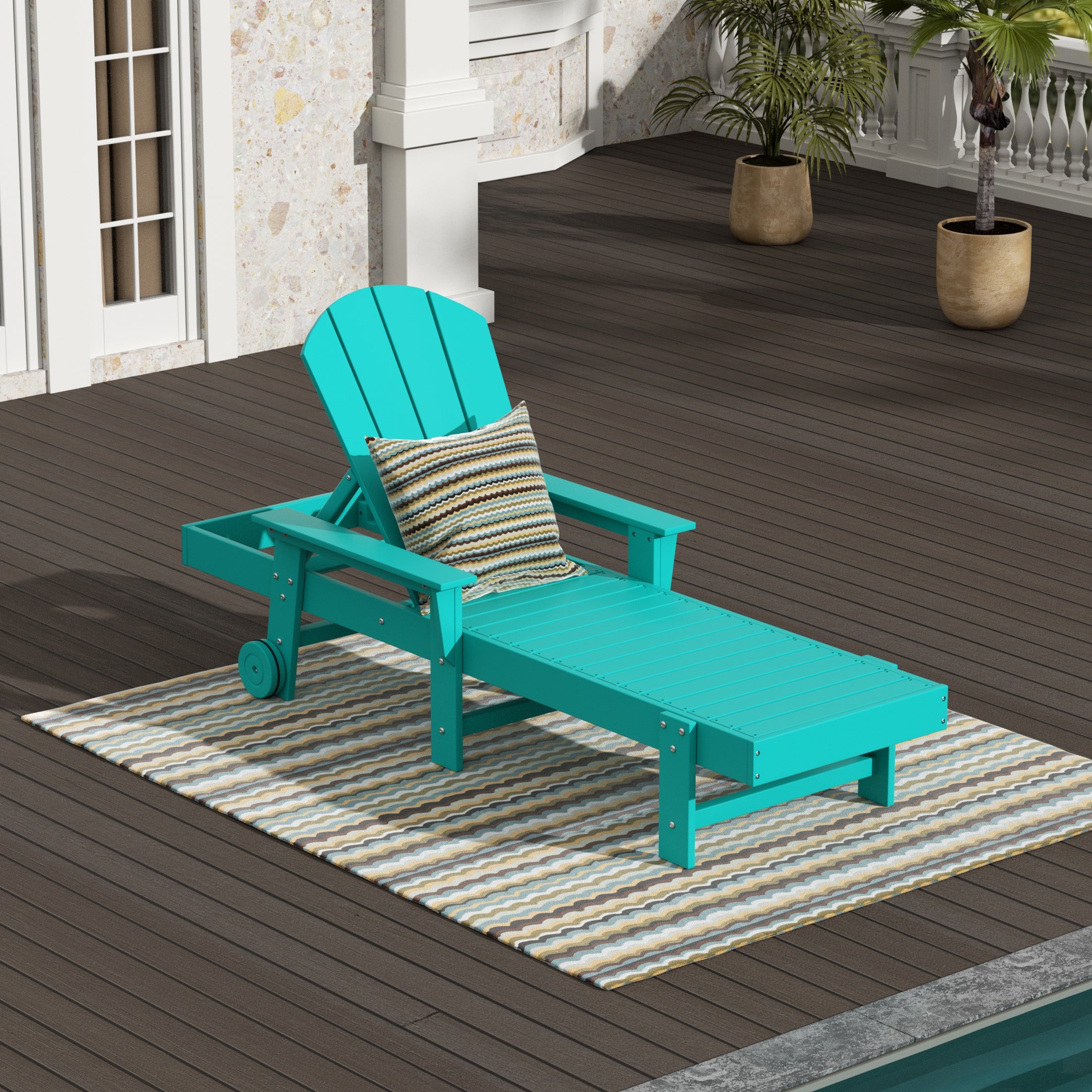 Paradise Reclining Chaise Lounge With Arms & Wheels
