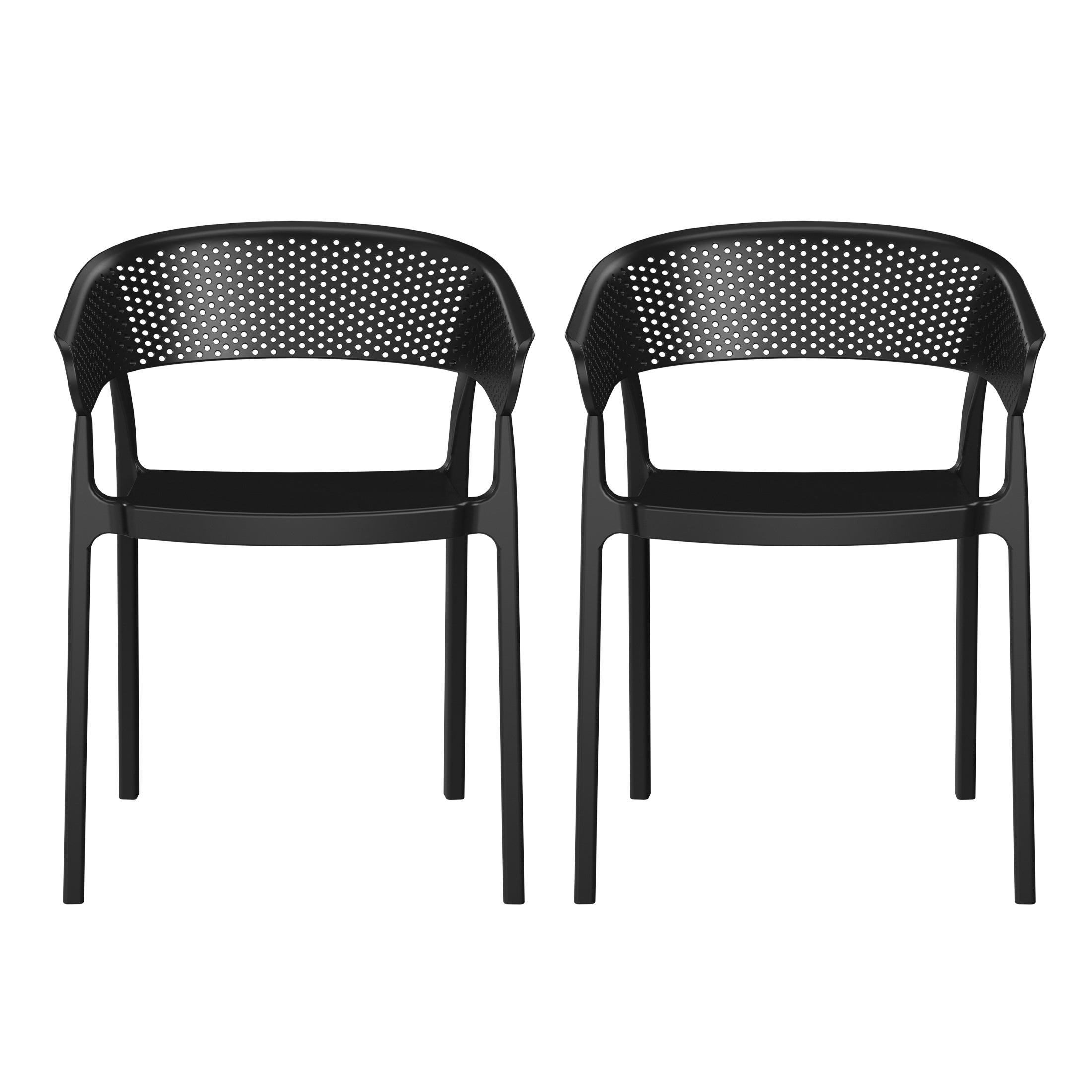 Sunshine Outdoor Modern Stackable Plastic Resin Patio Dining Armchair (Set of 2)