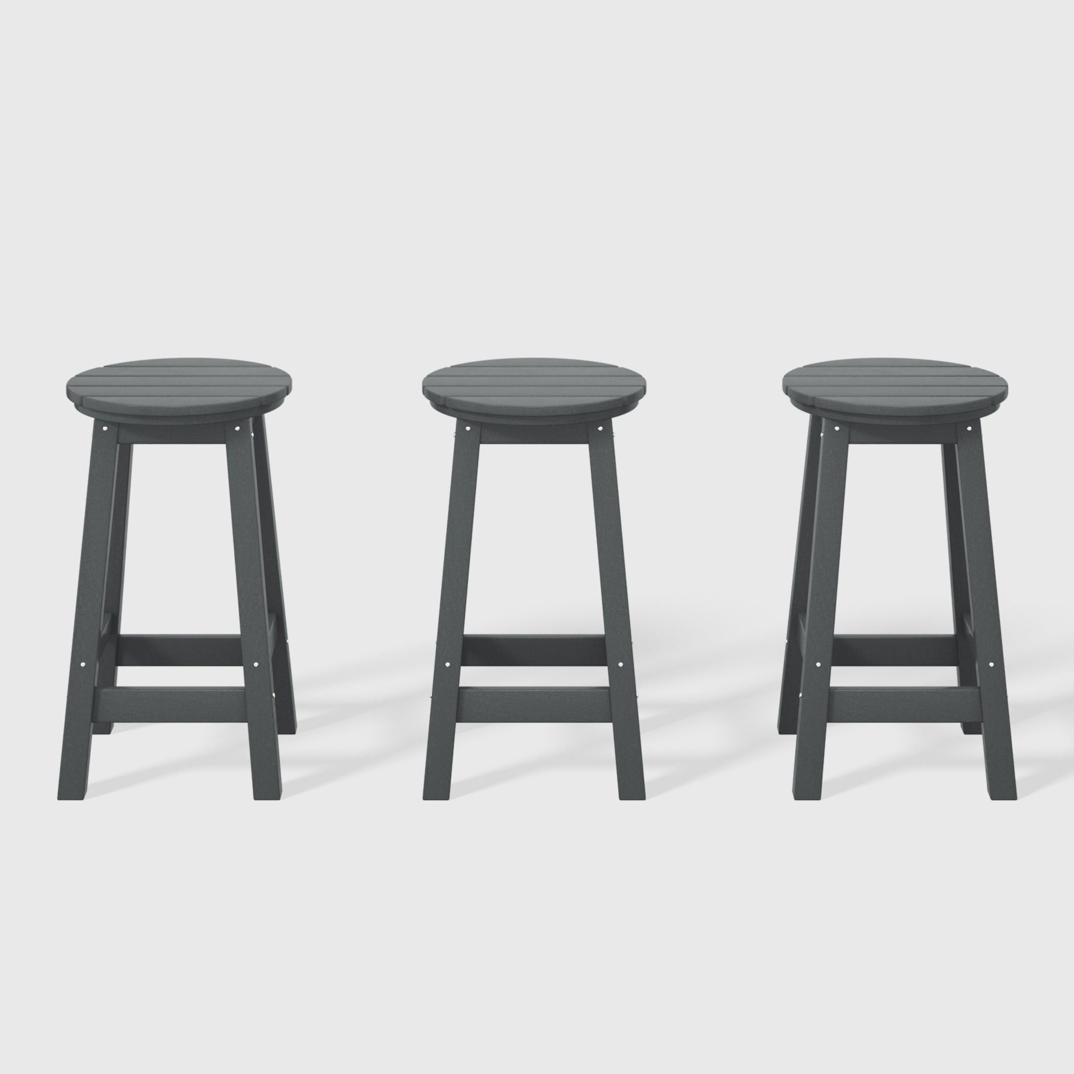 Paradise 24" HDPE Outdoor Patio Round Counter Height Bar Stool Set of 3