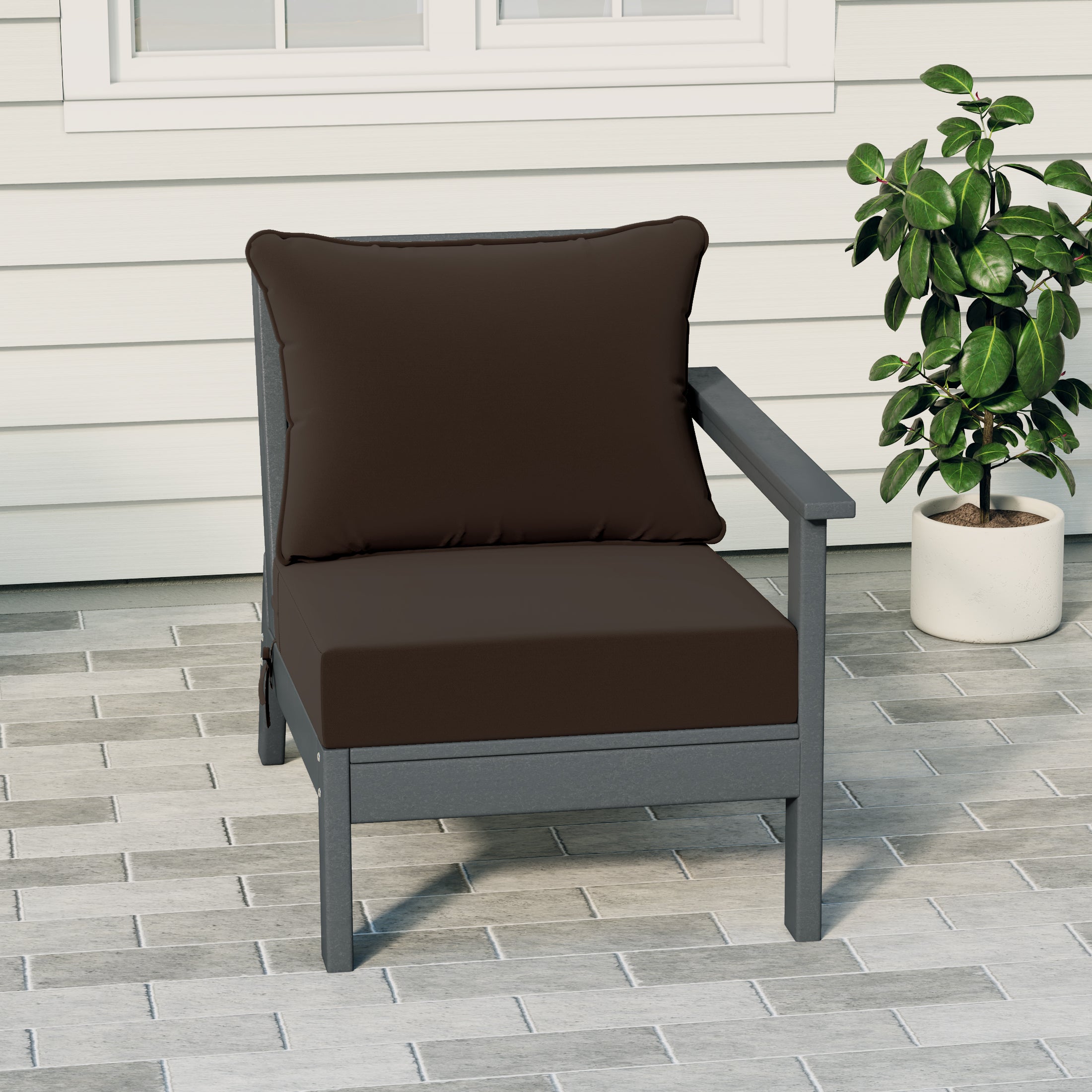 Portsmouth Outdoor Patio HDPE Right Arm Sectional Corner Club Chair with Patio Cushions