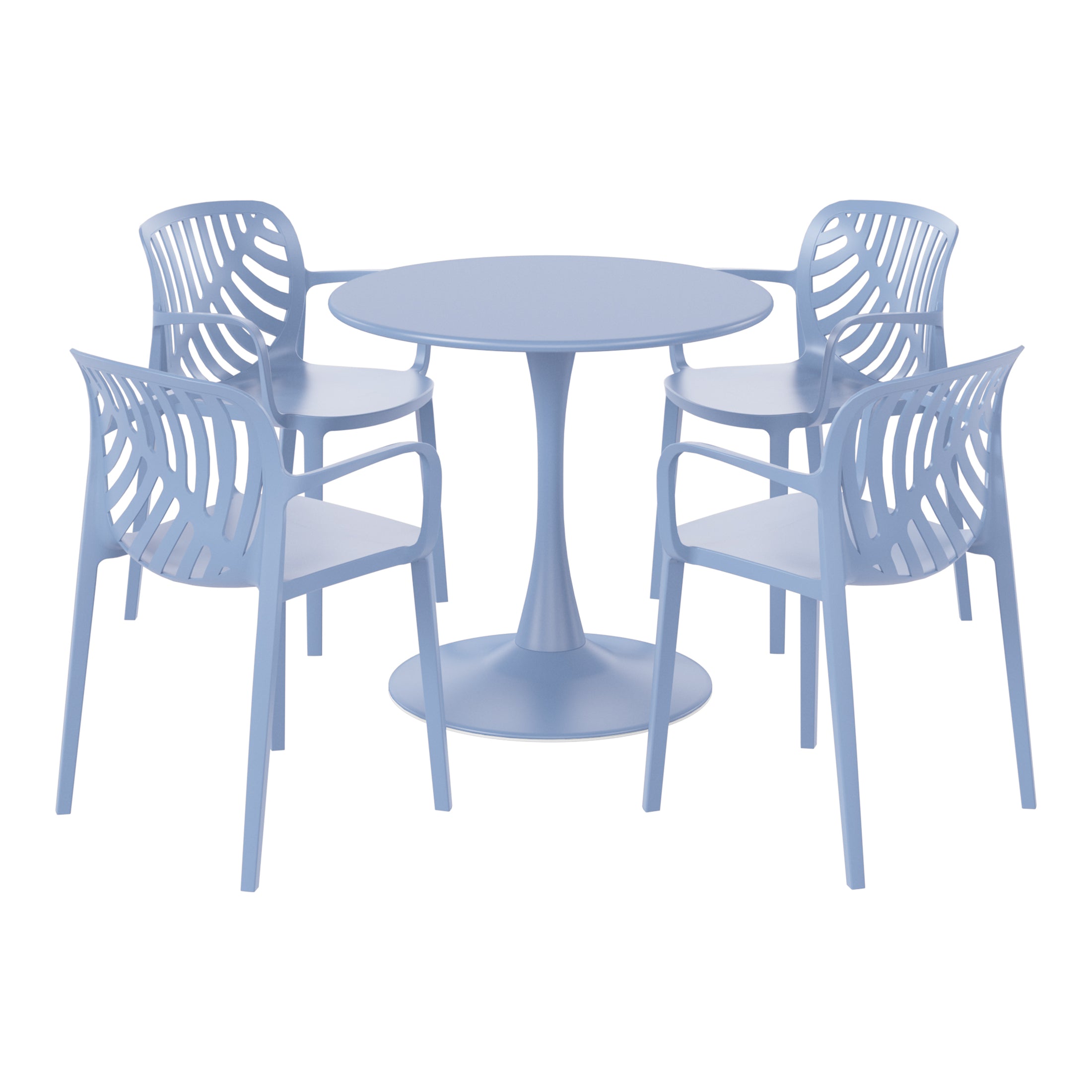 Sunshine 5-Piece Outdoor Indoor Metal Patio Dining Table Set With Stackable Patio Arm Chairs
