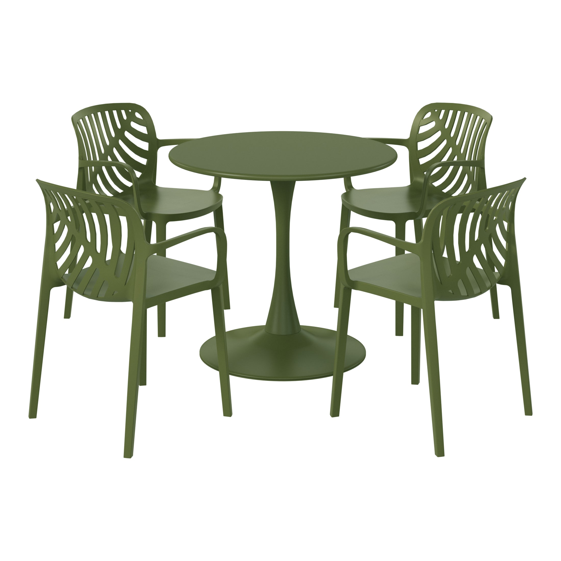 Sunshine 5-Piece Outdoor Indoor Metal Patio Dining Table Set With Stackable Patio Arm Chairs
