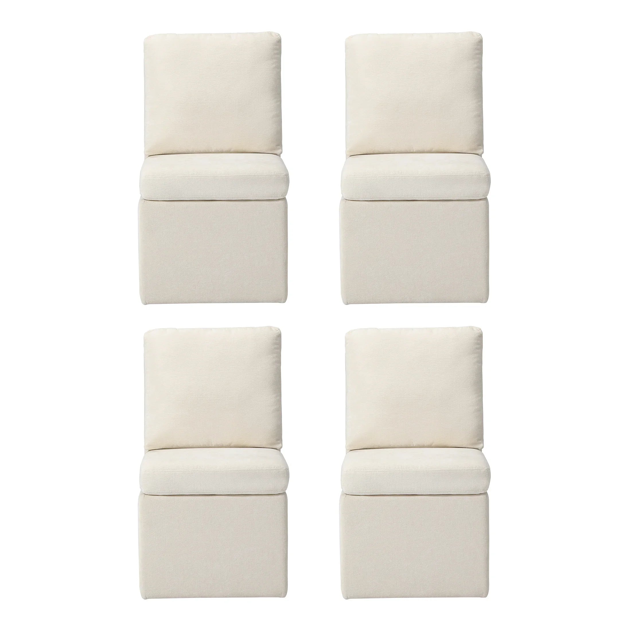 Danburry Modern Upholstered Chenille Armless Dining Chairs With Casters (Set of 4)
