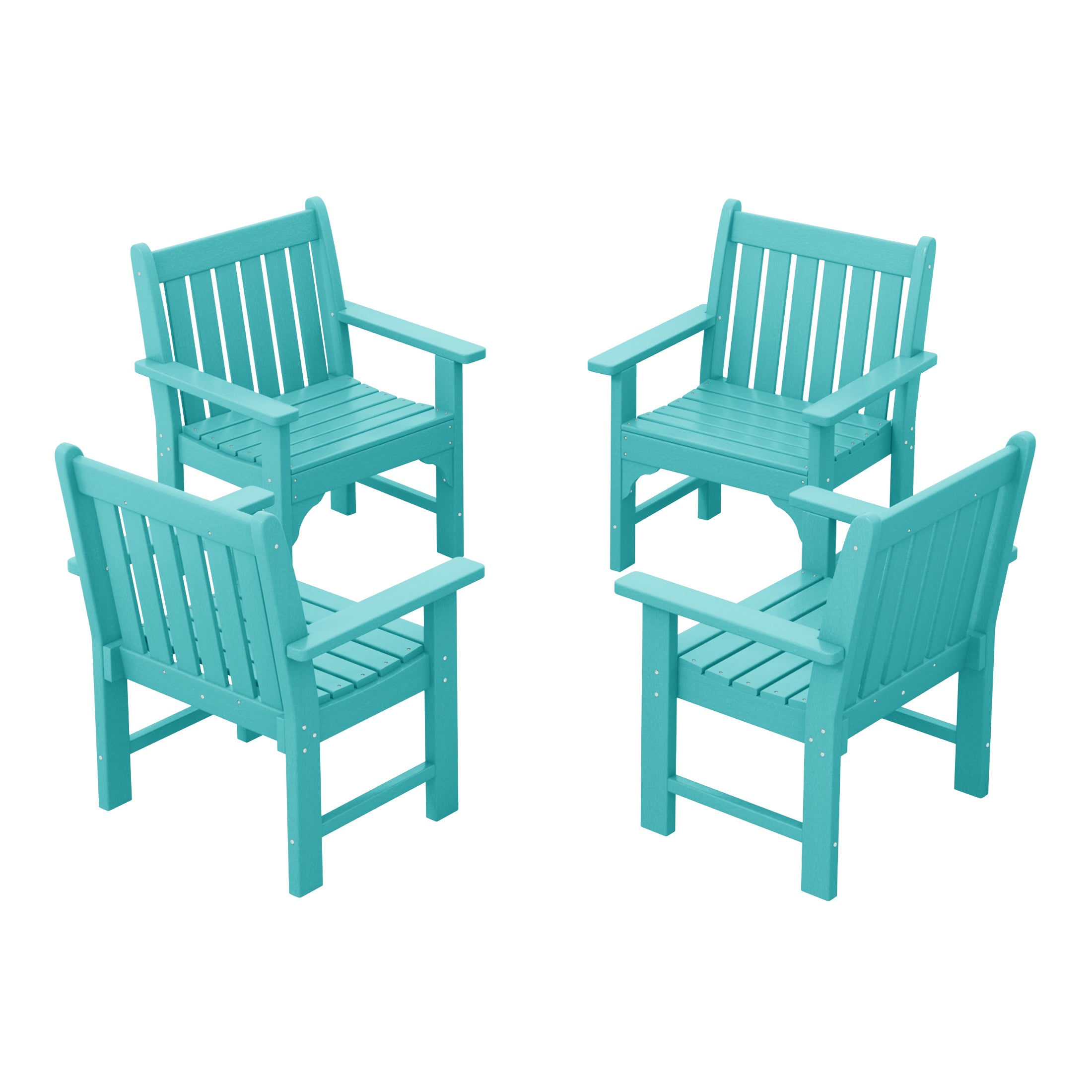 Paradise Outdoor Patio HDPE Adirondack Dining Arm Chairs (Set of 4)