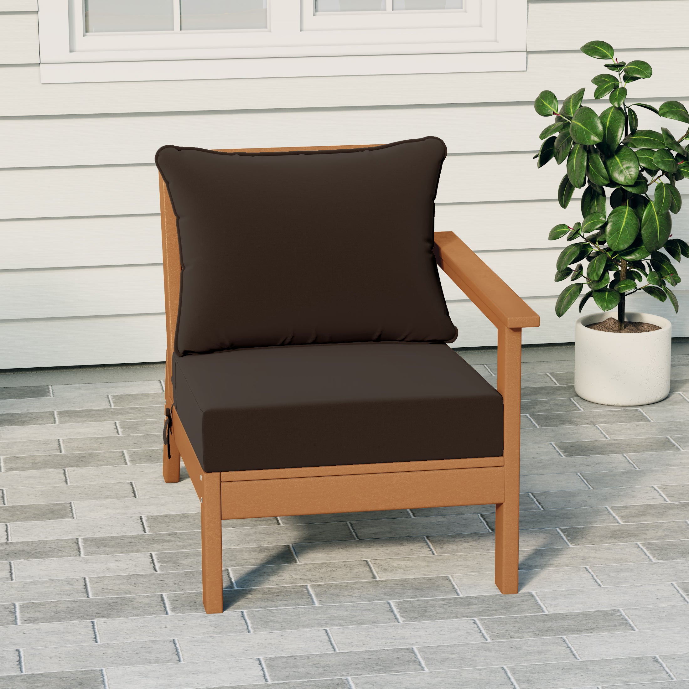 Portsmouth Outdoor Patio HDPE Right Arm Sectional Corner Club Chair with Patio Cushions
