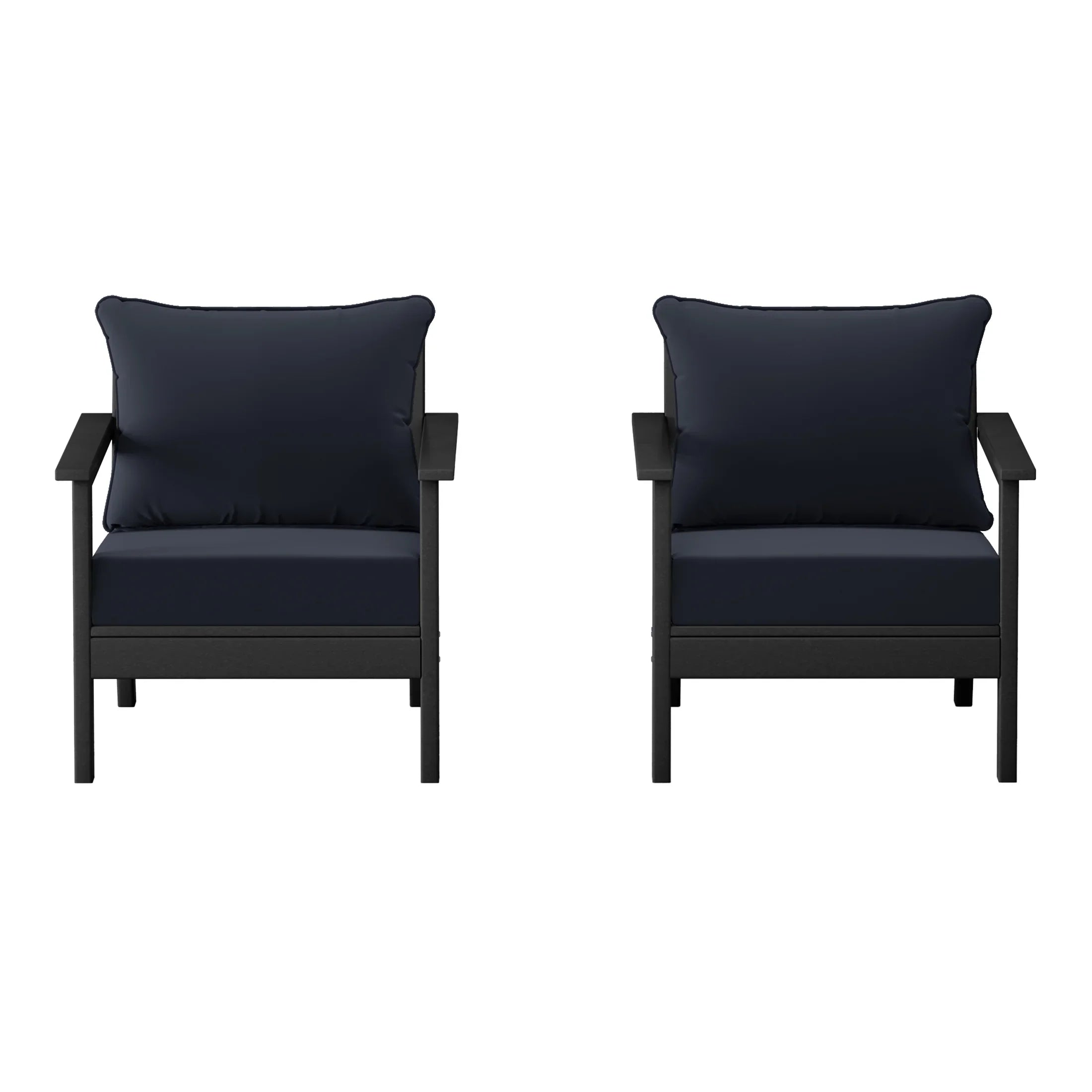 Portsmouth Outdoor Modern HDPE Patio Club Chairs with Deep Seat Cushions (Set of 2)
