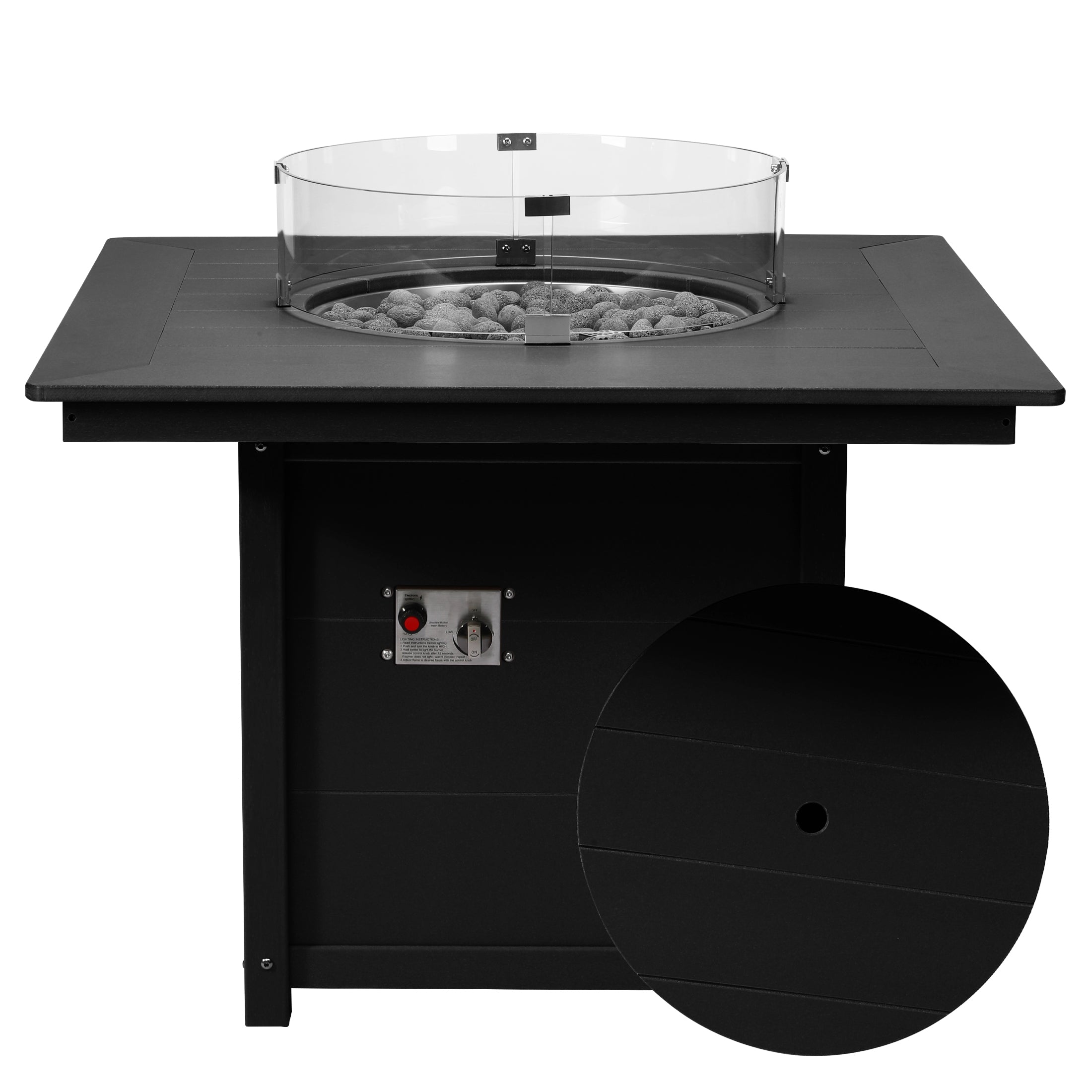 Sol Modern Outdoor Patio Propane 42" Square Fire Pit Table