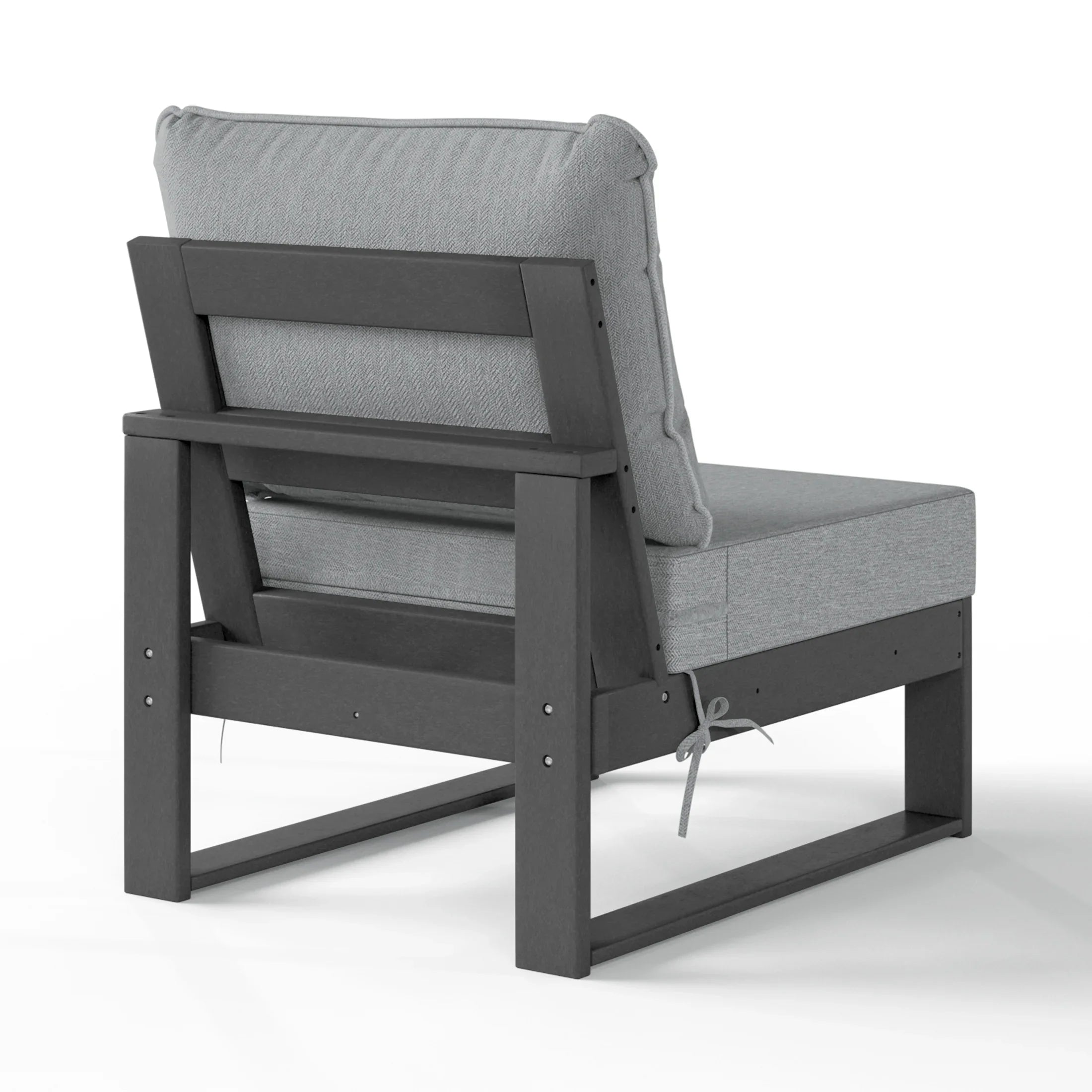 Rockaway Outdoor HDPE Sectional Armless Chair with Water-Proof Patio Cushions