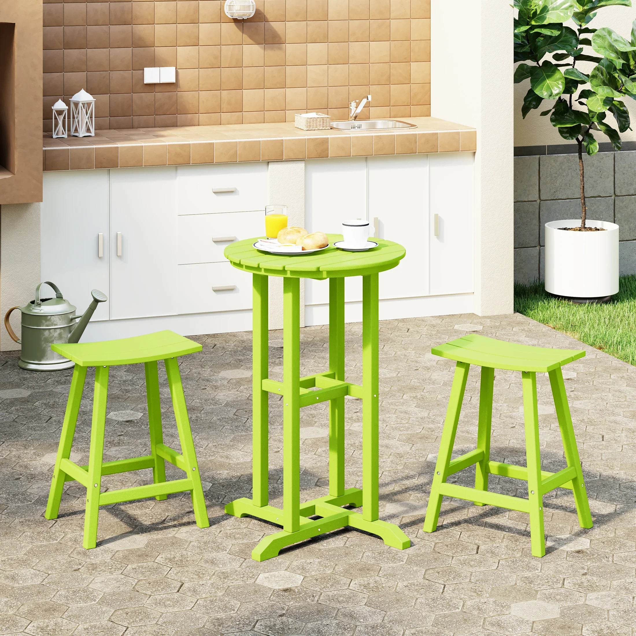 Paradise Outdoor Patio Counter Height Bar Stools Bistro Bar Table Set
