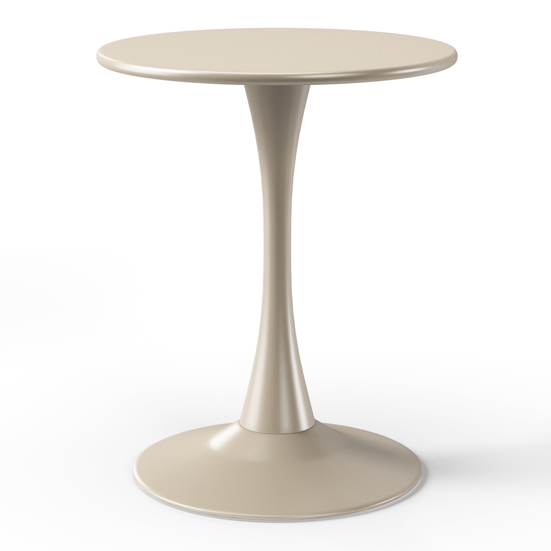 Sunshine 3-Piece Outdoor Round Metal Dining Table Set And Stackable Resin Patio Dining Side Chairs