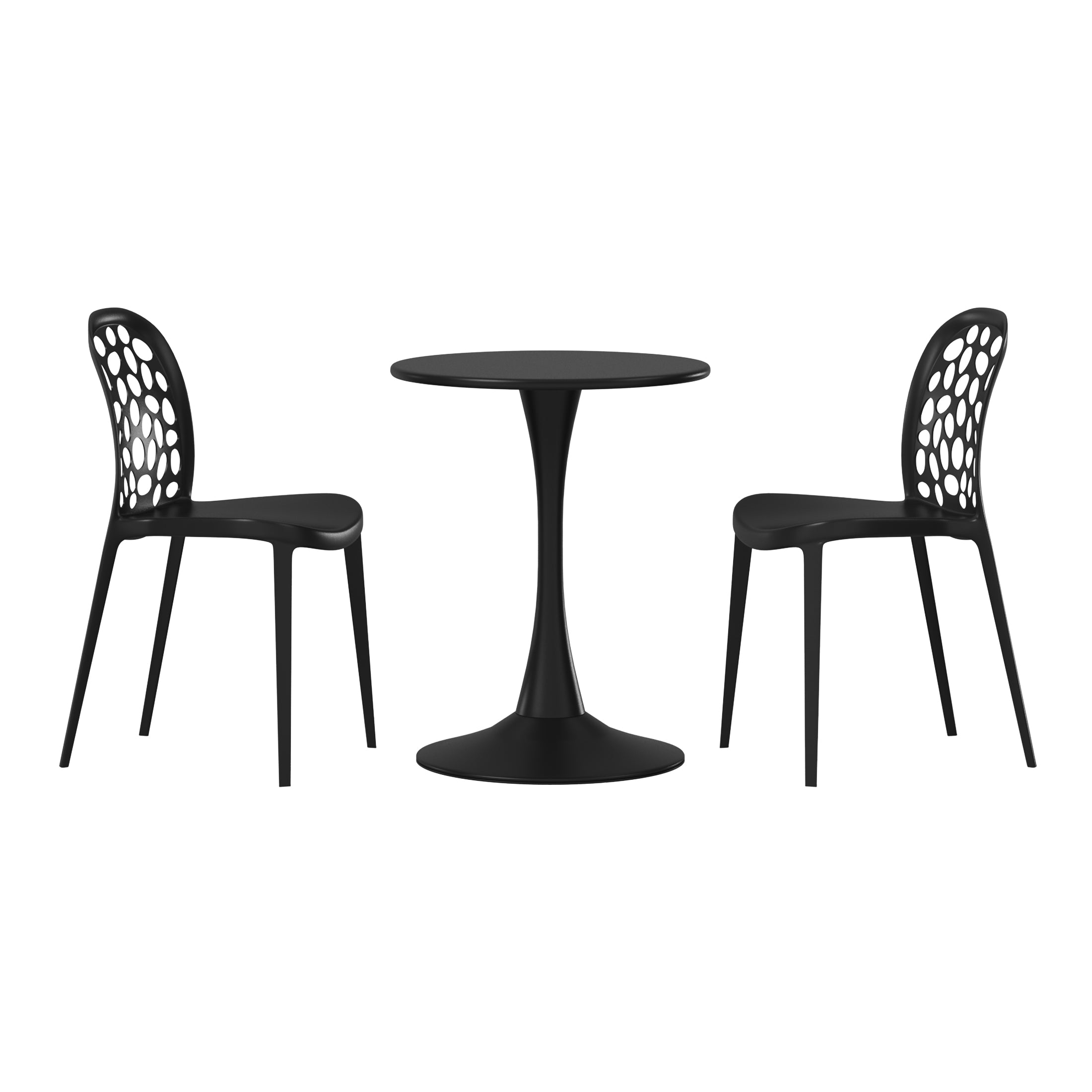 Sunshine 3-Piece Outdoor Indoor Metal Patio Dining Table Set With Stackable Polypropylene Patio Side Chairs