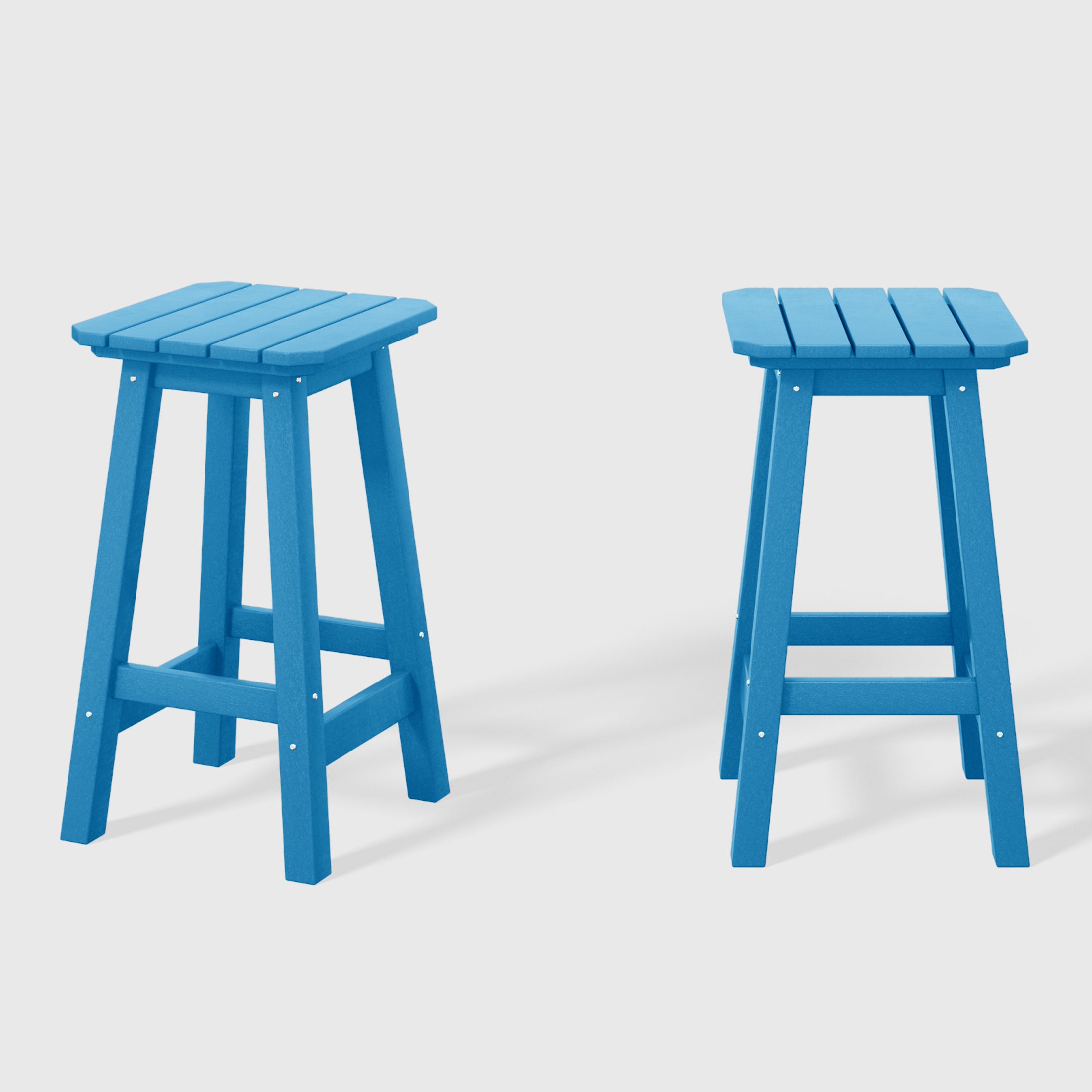 Paradise 24" HDPE Outdoor Patio Counter High Backless Square Bar Stools Set of 2
