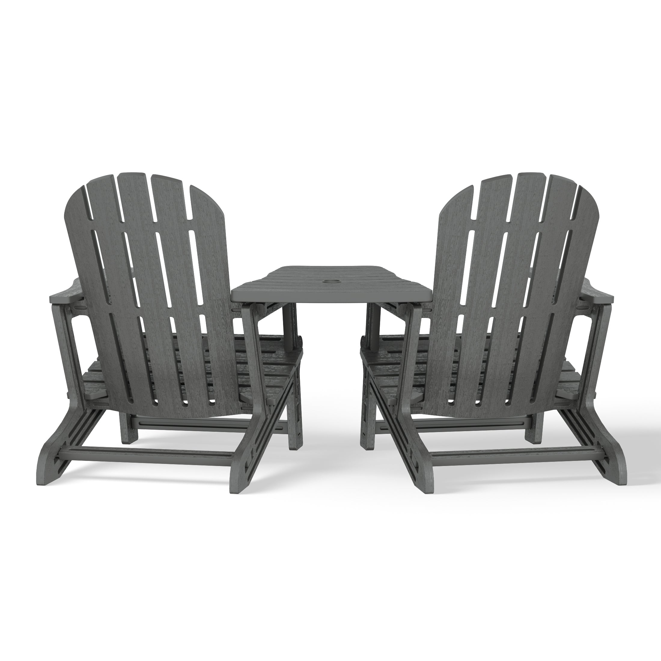 Cayman Outdoor HDPE Adirondack Chairs With Connecting Table Tray (Set of 2)