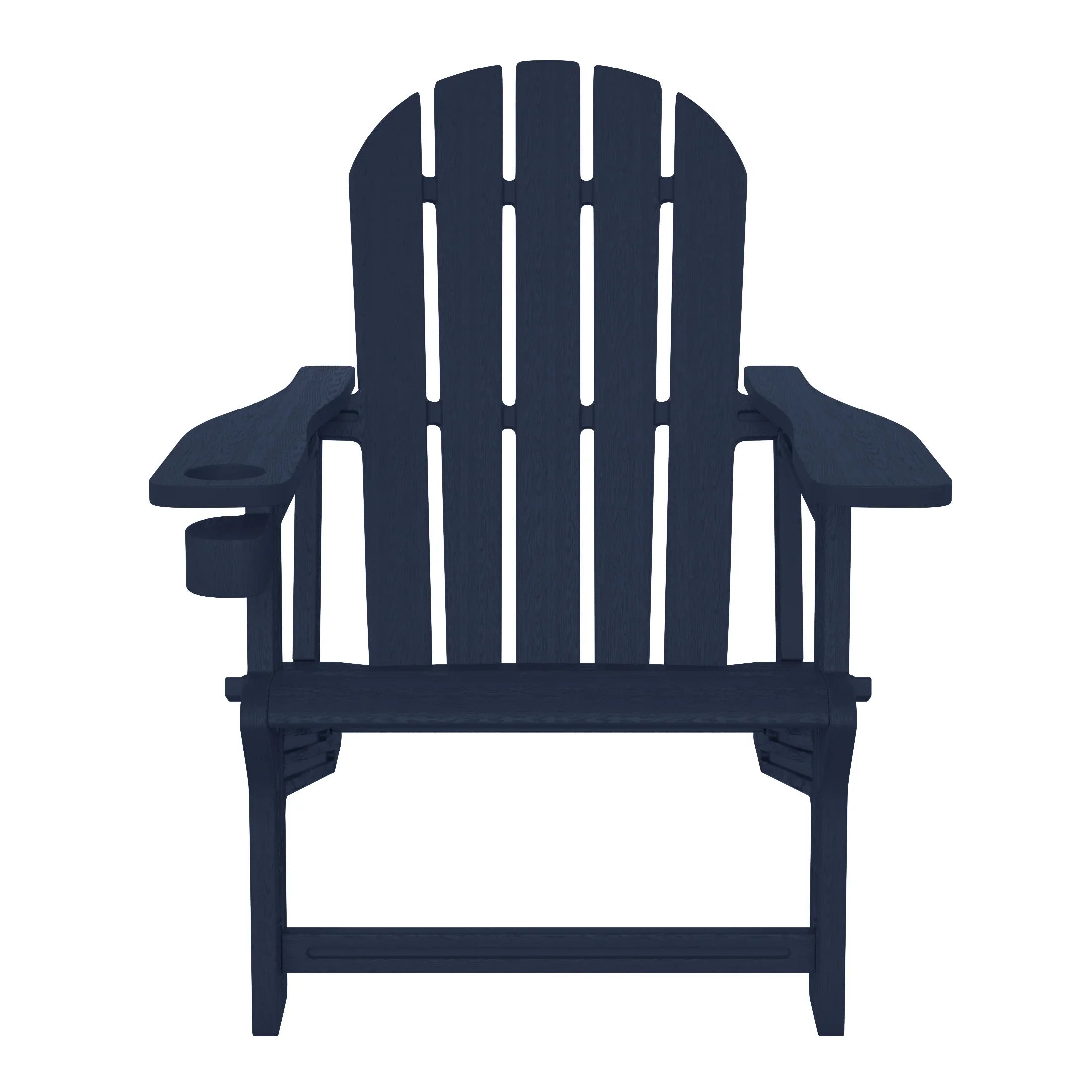 Cayman Tool-Free Assembly Outdoor Patio HDPE Plastic Adirondack Chair with Cup Holder
