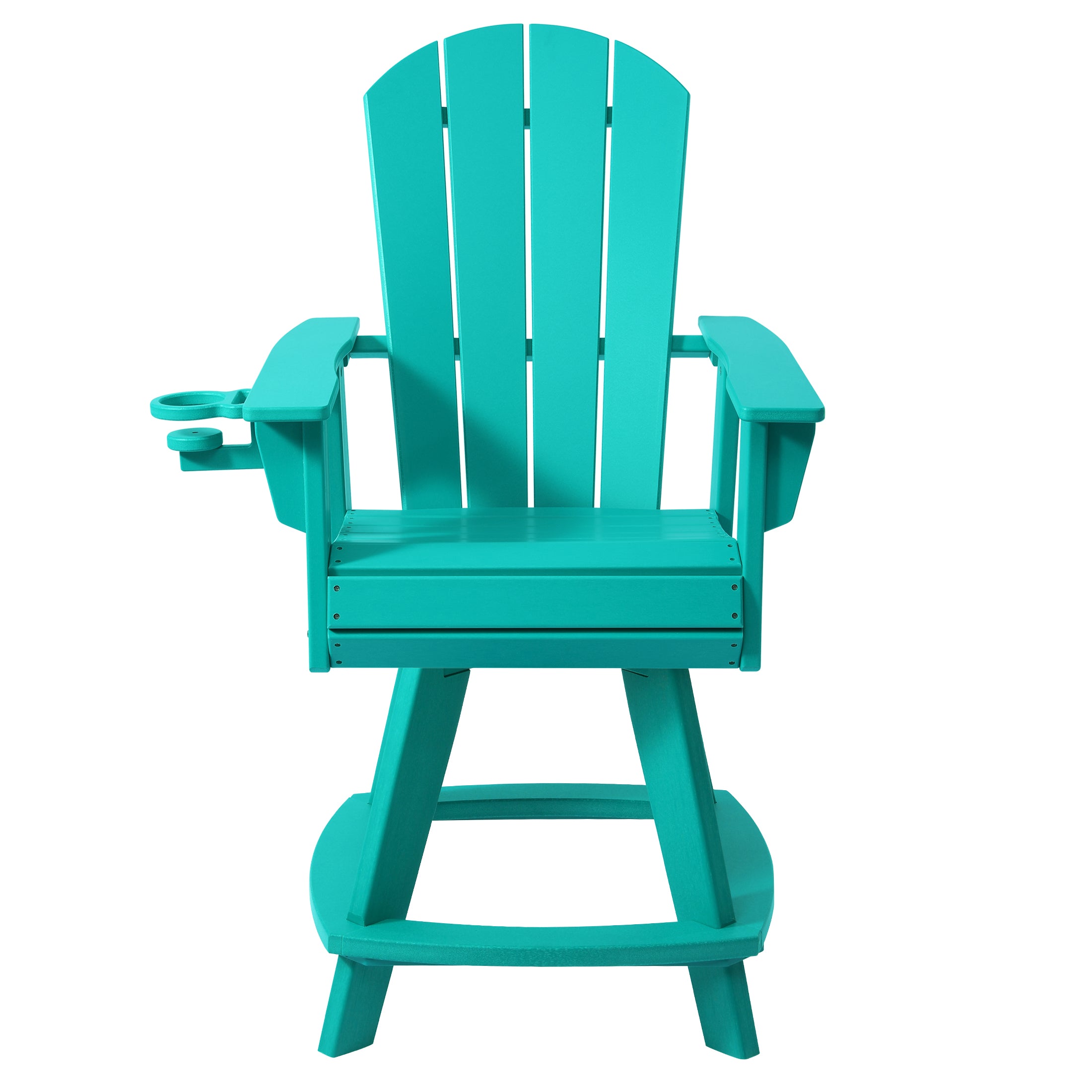 Paradise Outdoor HDPE Adirondack Swivel Counter Height Bar Chair With Cup Holder