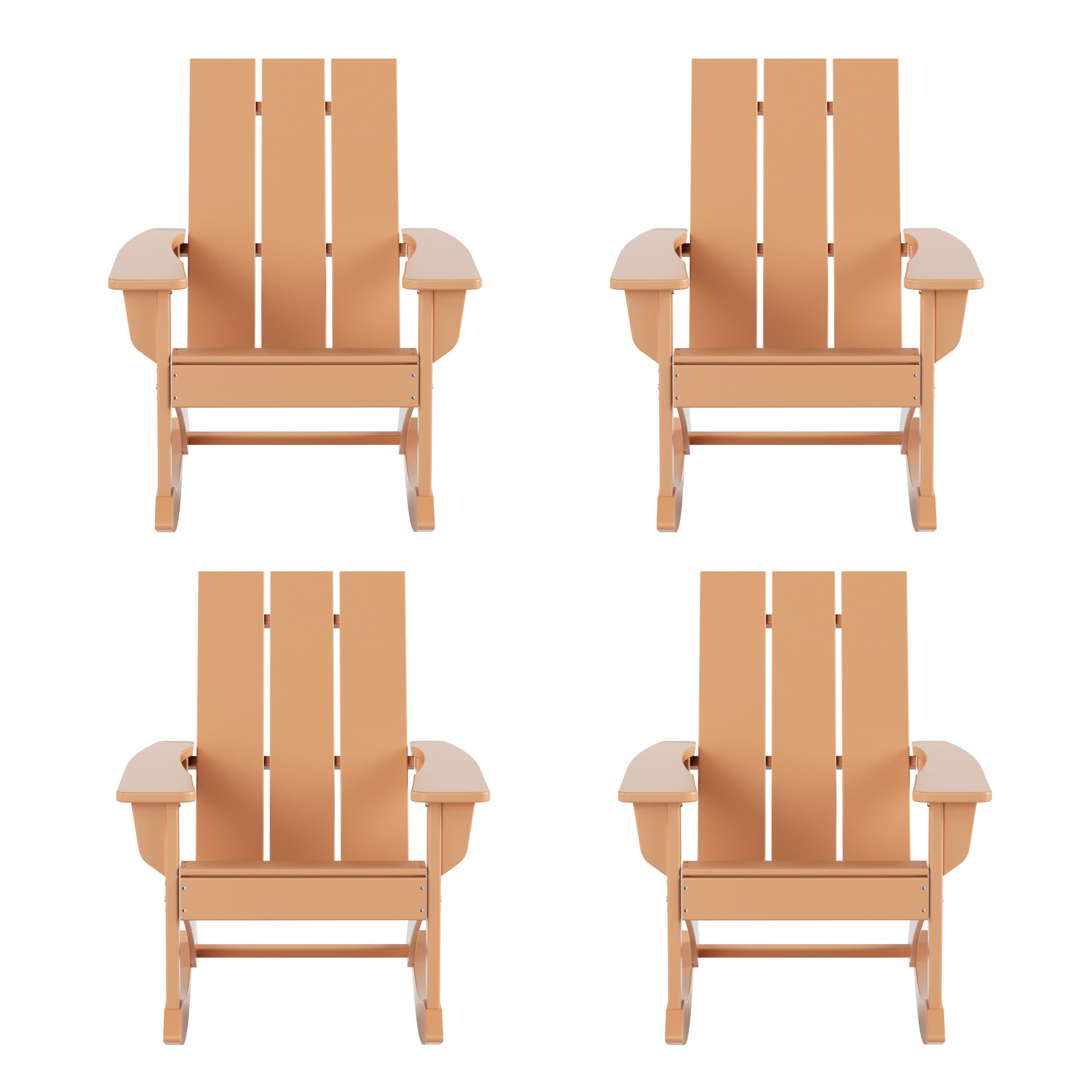 Palms Outdoor Patio Modern Adirondack Rocking Chair (Set of 4)