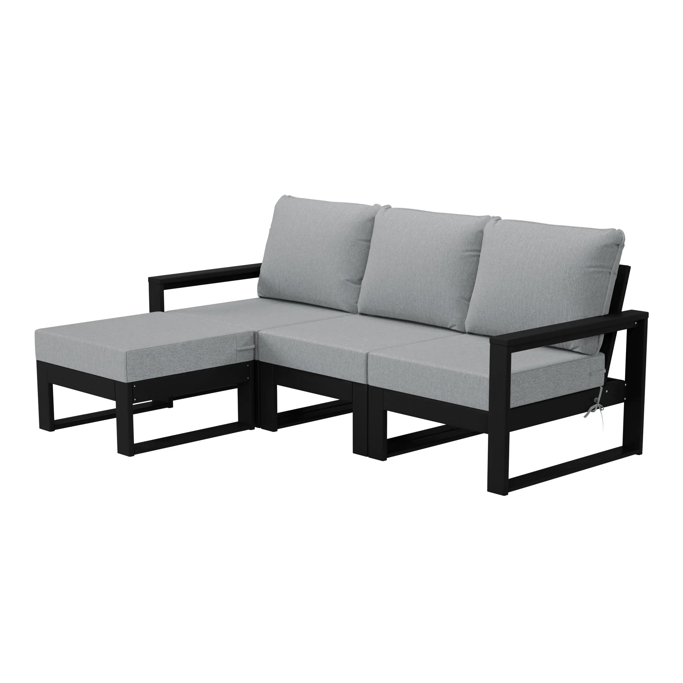 Rockaway 4-Piece Outdoor HDPE All-Weather Modern Deep Seating Patio Sofa Sectional Set with Waterproof Cushions