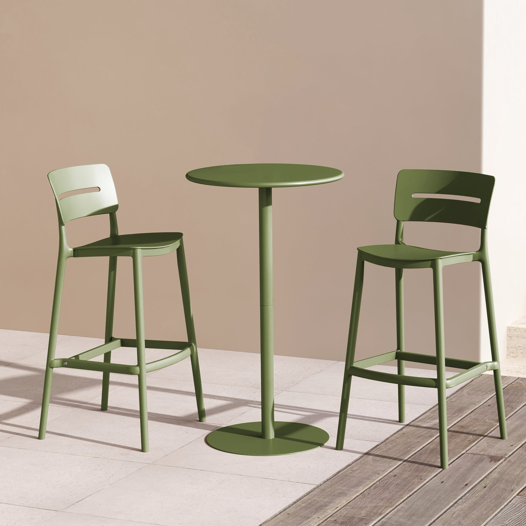 Sunshine 3-Piece Outdoor Adjustable Round Bar Height Patio Table Dining Set