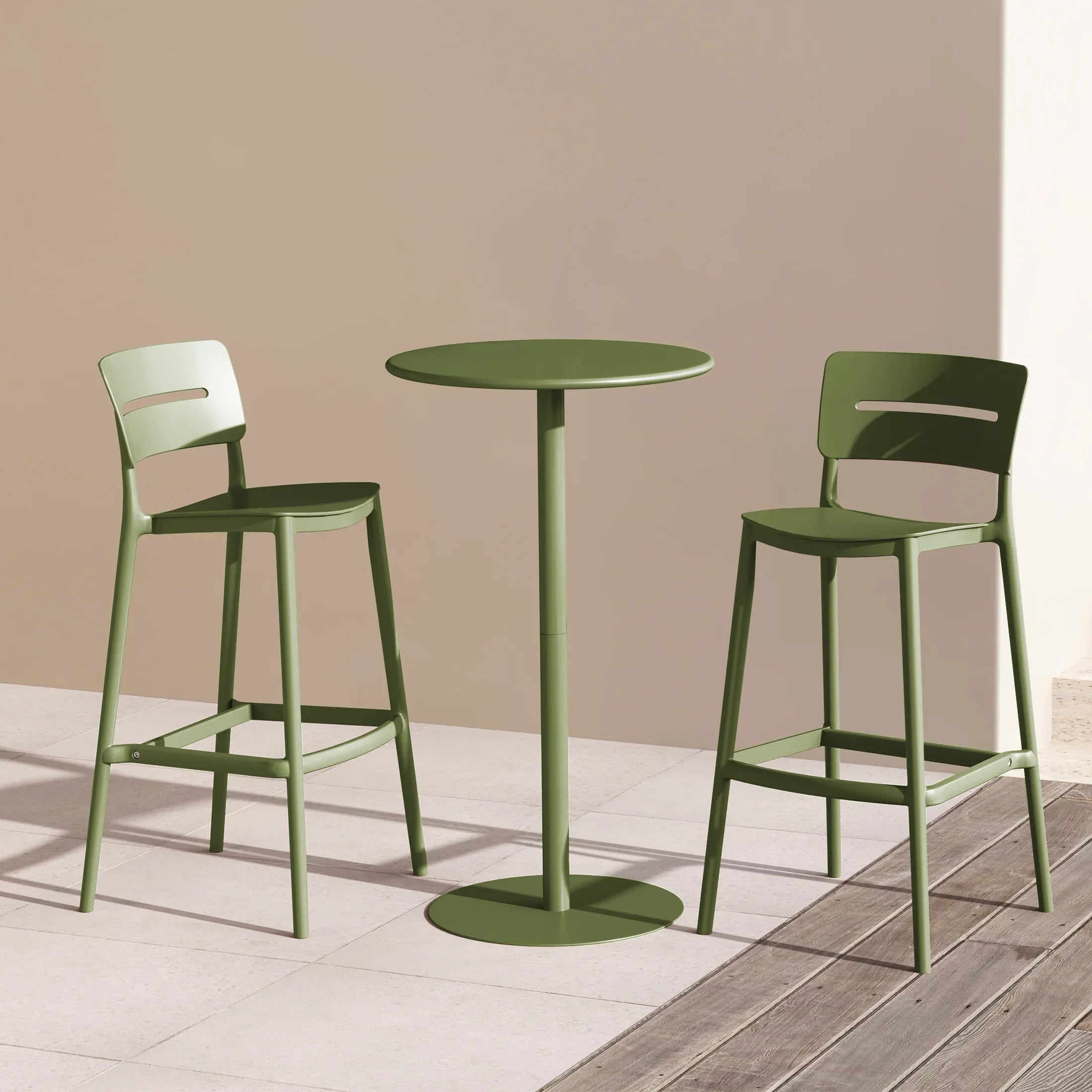 Sunshine 3-Piece Outdoor Adjustable Round Bar Height Patio Table Dining Set