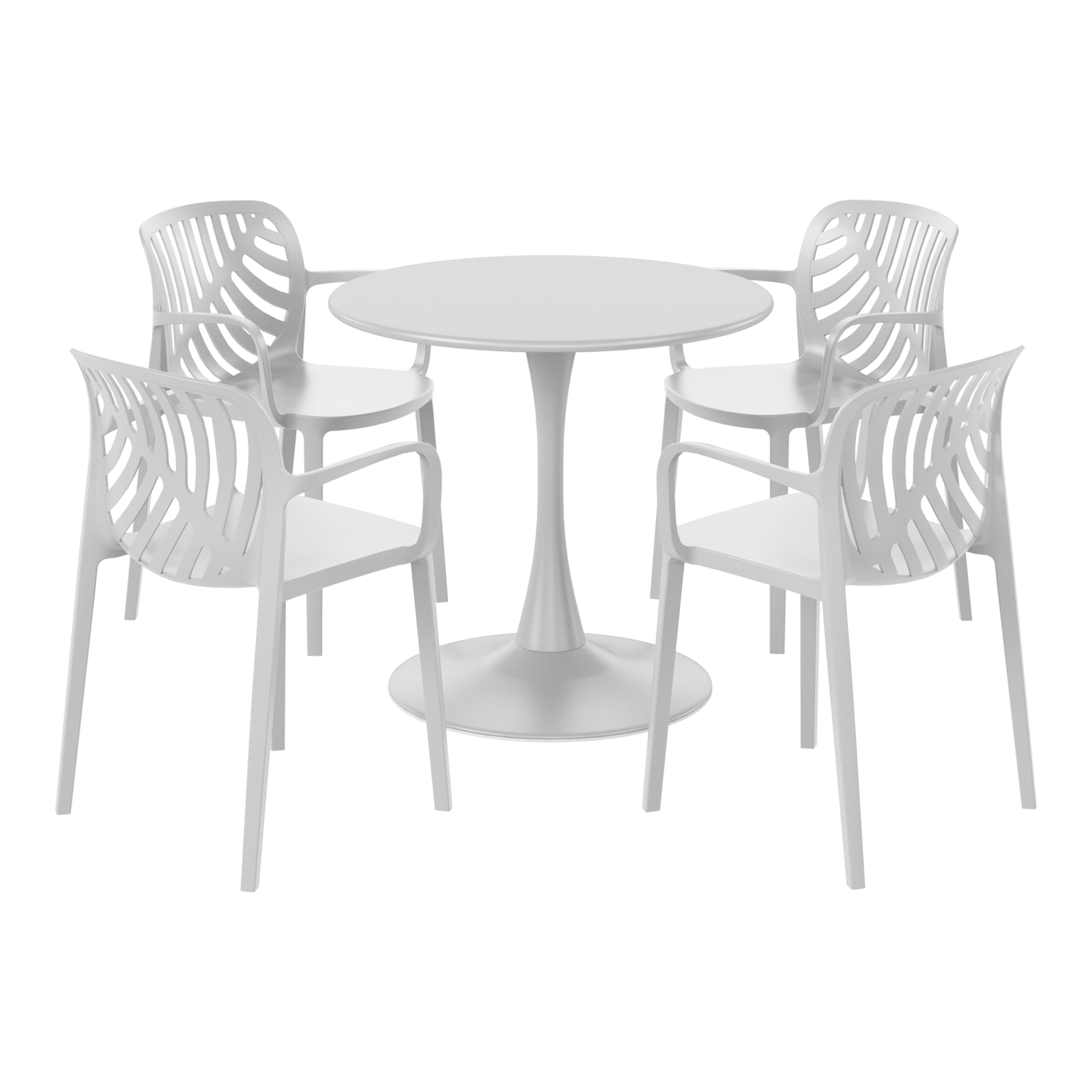 Sunshine 5-Piece Outdoor Indoor Metal Patio Dining Table Set With Stackable Patio Arm Chairs