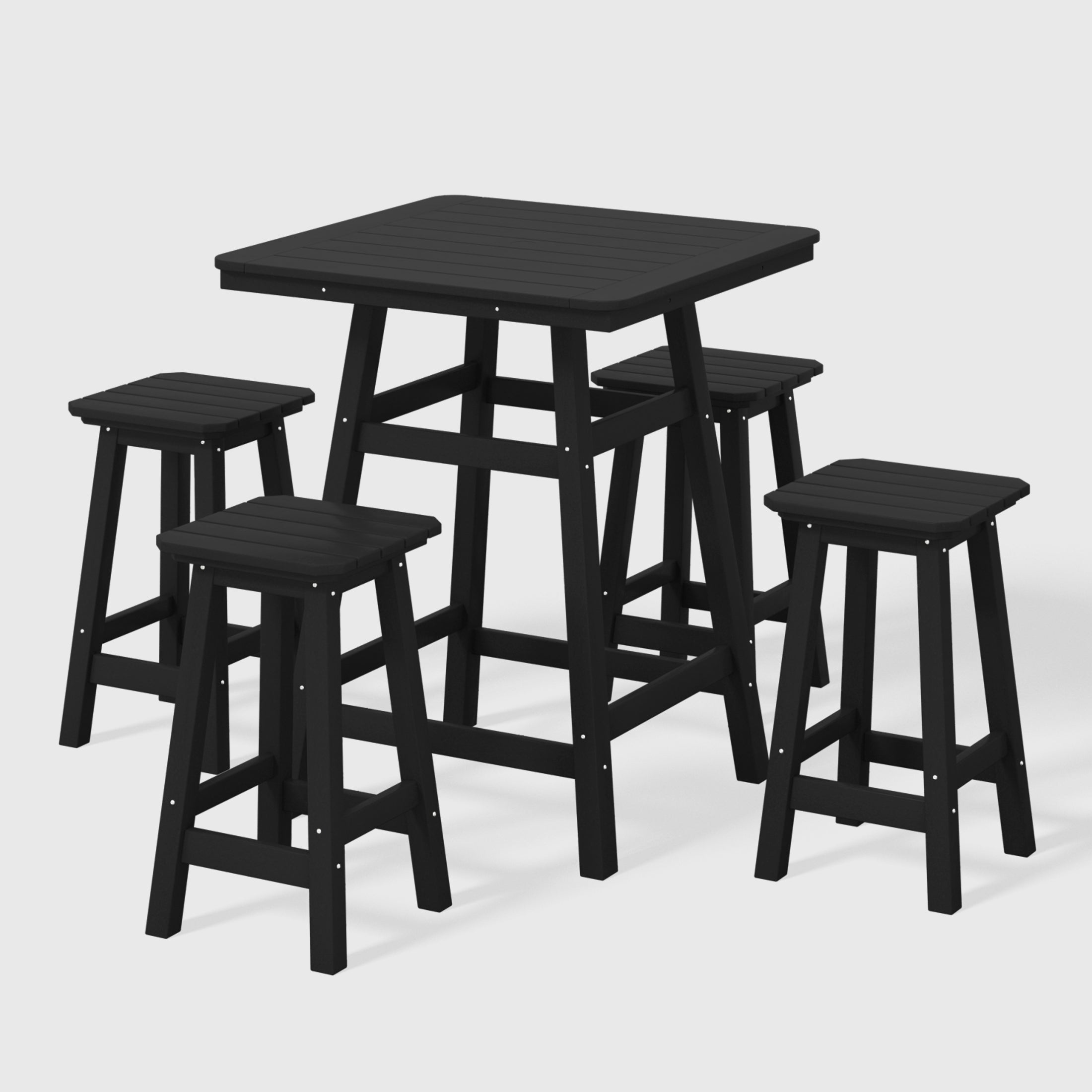 Paradise 5-Piece HDPE Outdoor Patio Dining Bar Bistro Table Set with Counter High Bar Stool