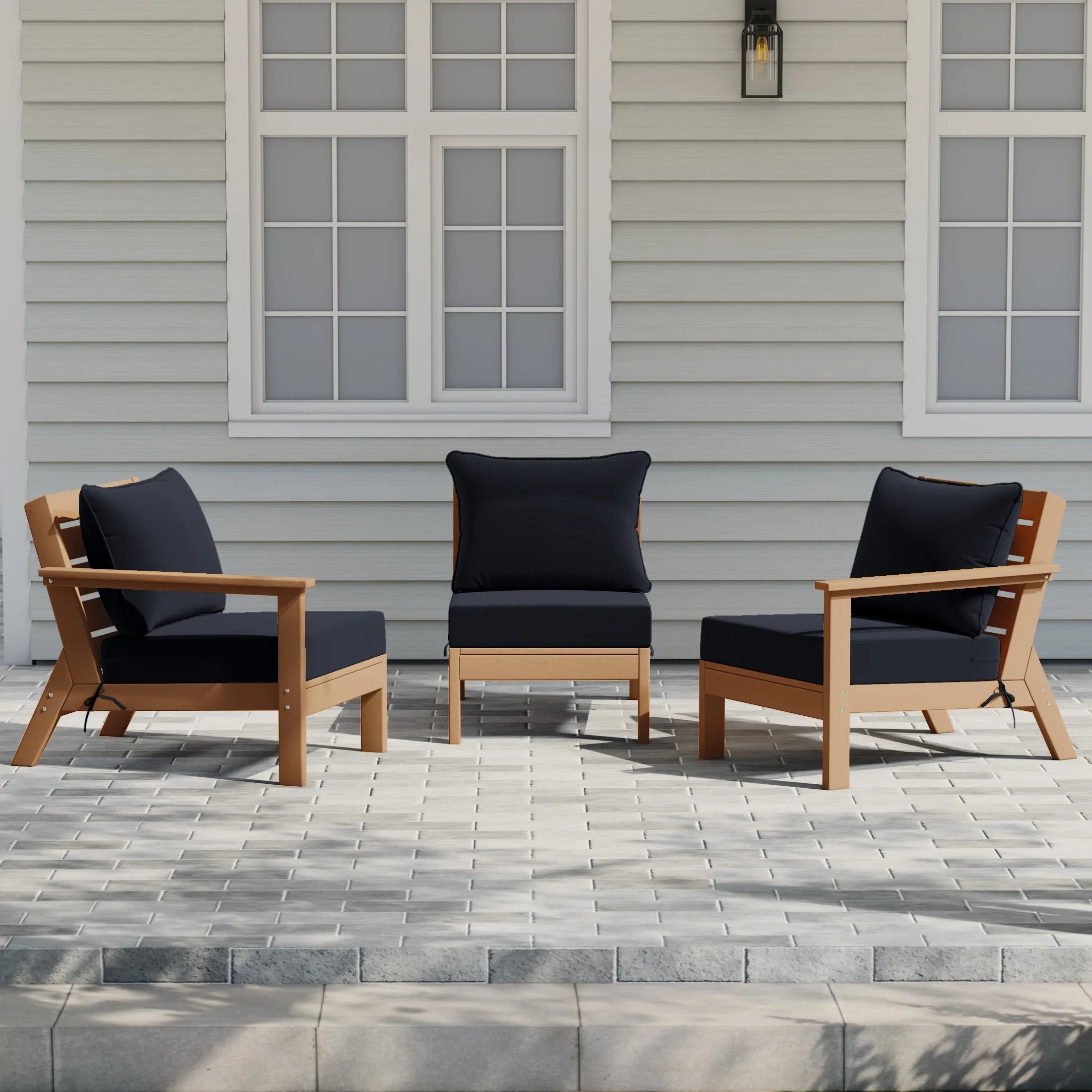 Portsmouth Outdoor Patio HDPE Sectional Sofa with Patio Cushions