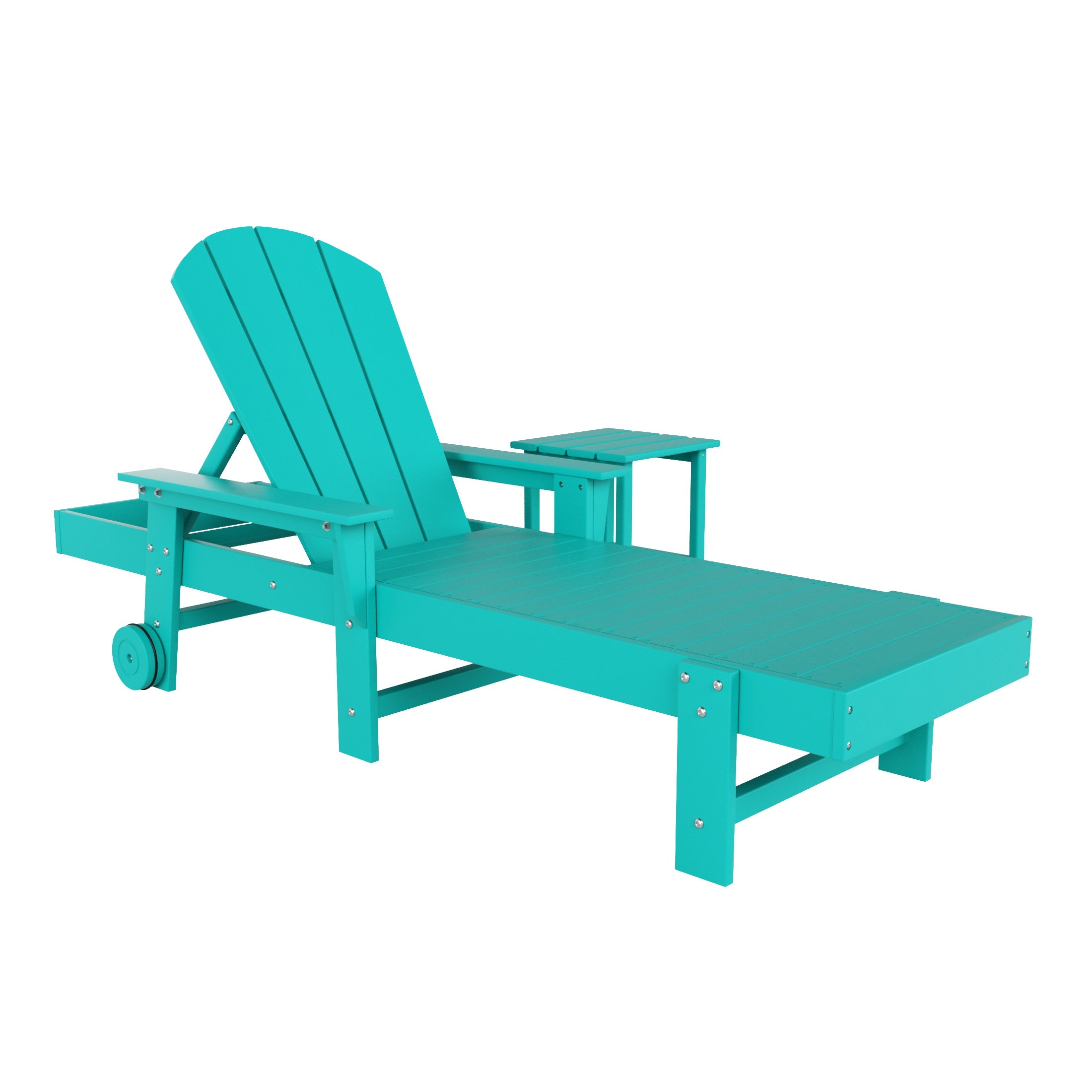 Paradise 2 Piece Adirondack Poly Reclining Chaise Lounge With Arms & Wheels