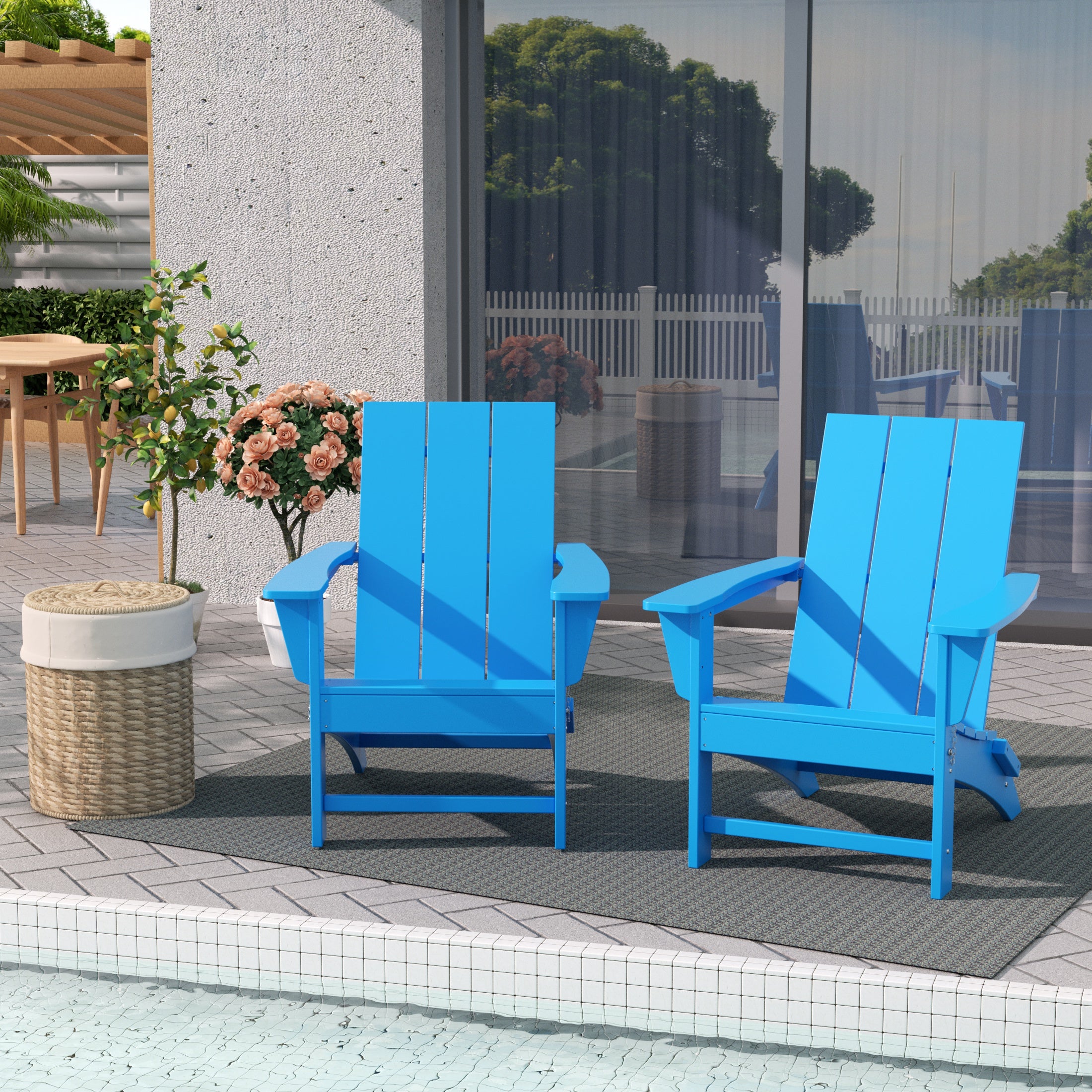 Palms Modern Outdoor Folding Adirondack Chair (Set of 2)