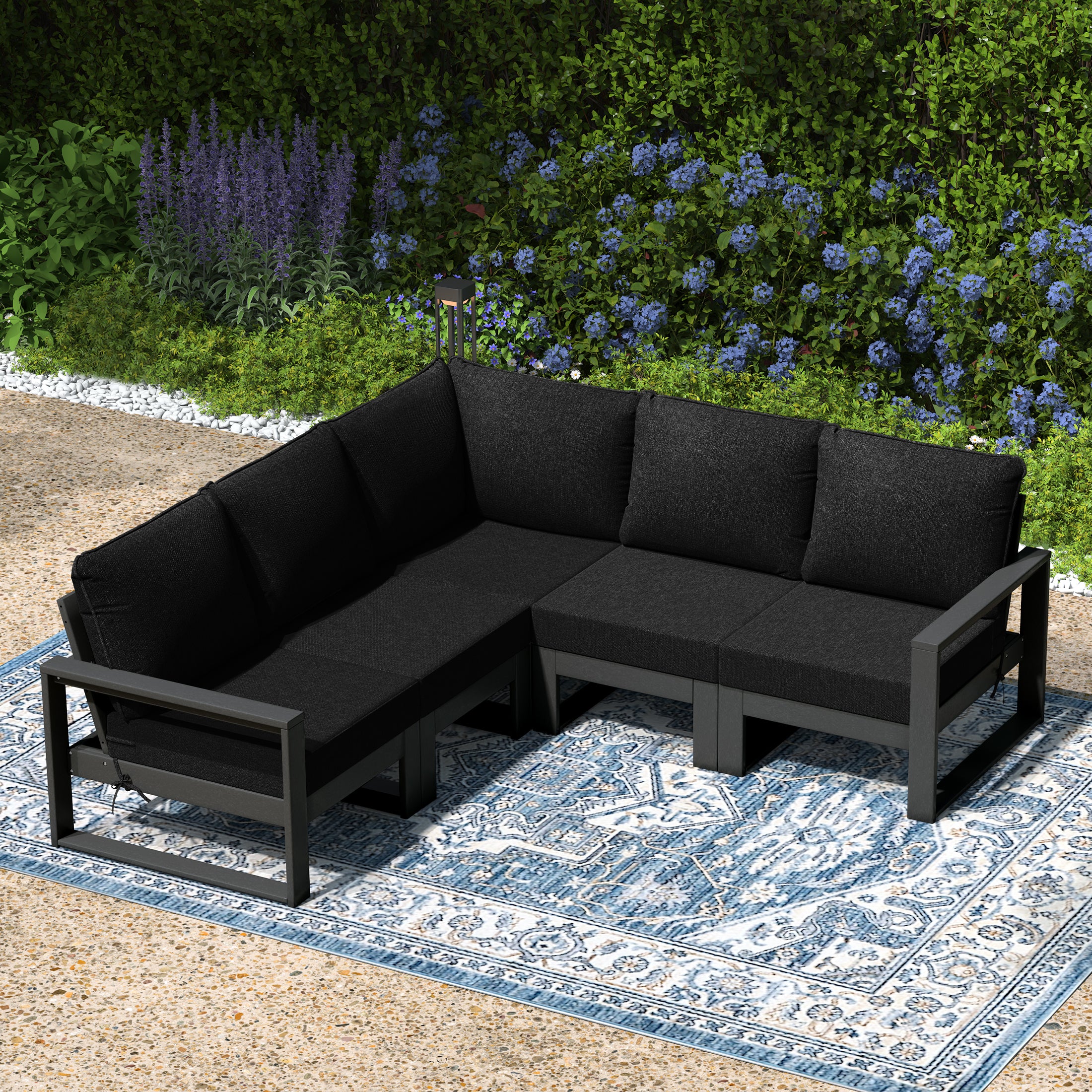 Rockaway 5-Piece Outdoor Patio Corner Sectional Sofa Conversation Set