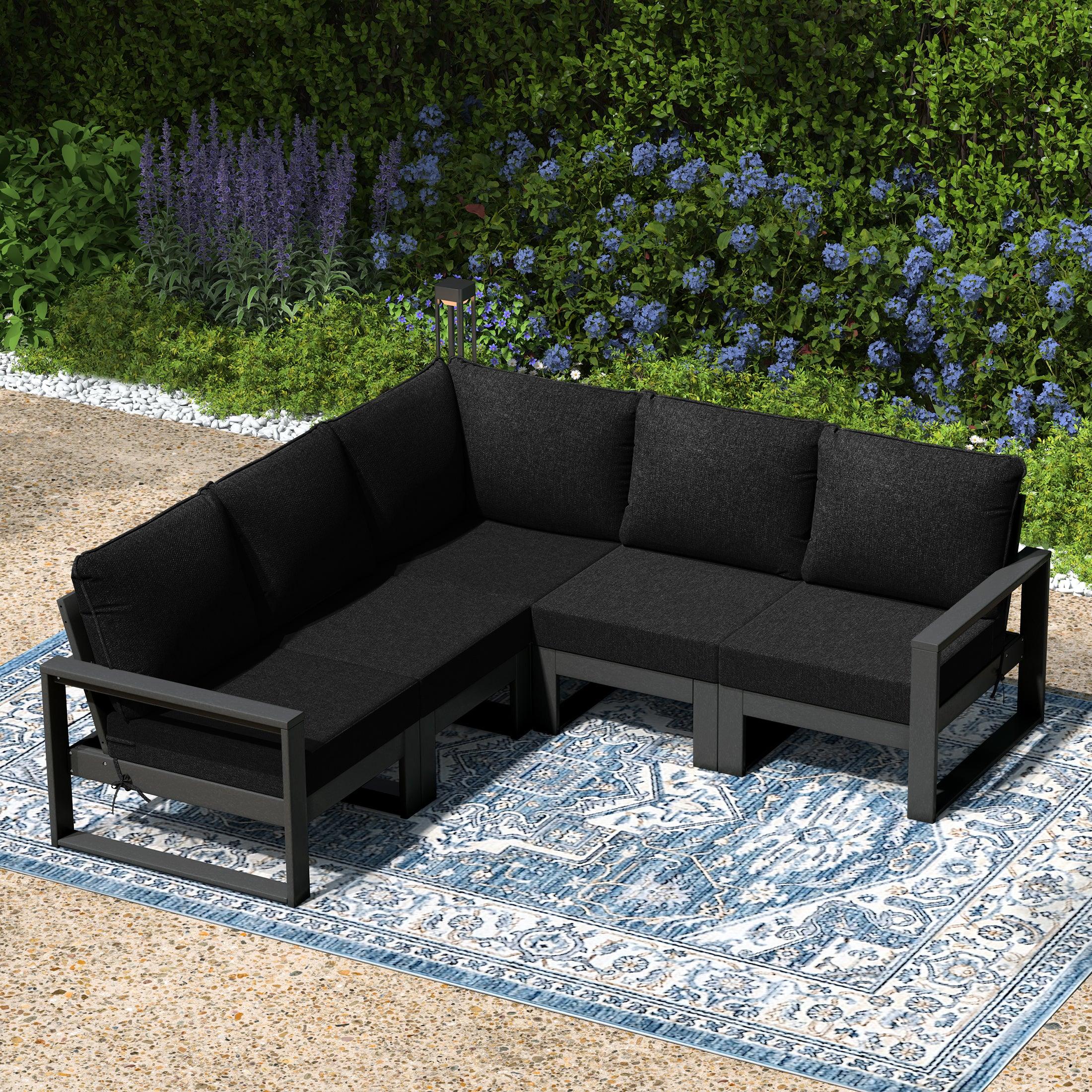 Rockaway 5-Piece Outdoor Patio Corner Sectional Sofa Conversation Set