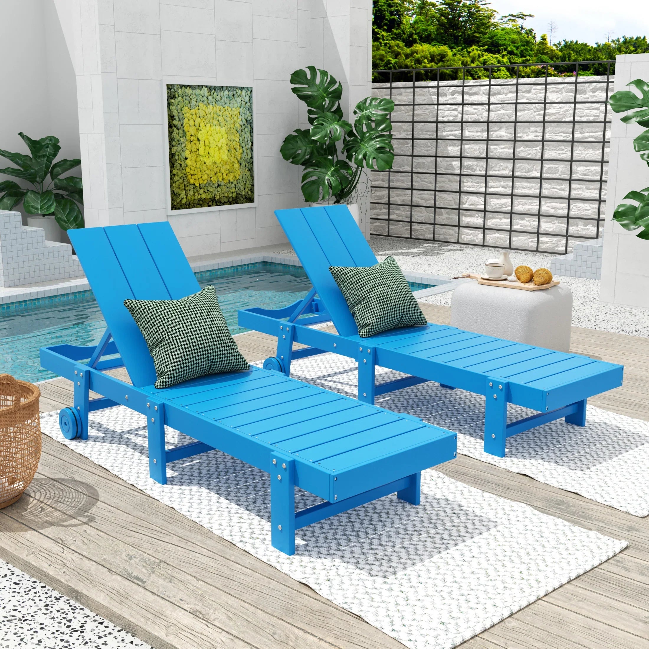 Palms Modern Poly Reclining Chaise Lounge With Wheels