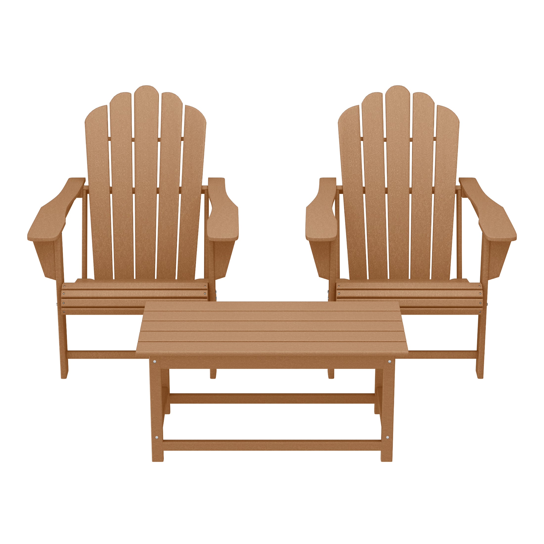 Lakeview 3-Piece Adirondack Chairs with Cup Holders and Coffee Table Set
