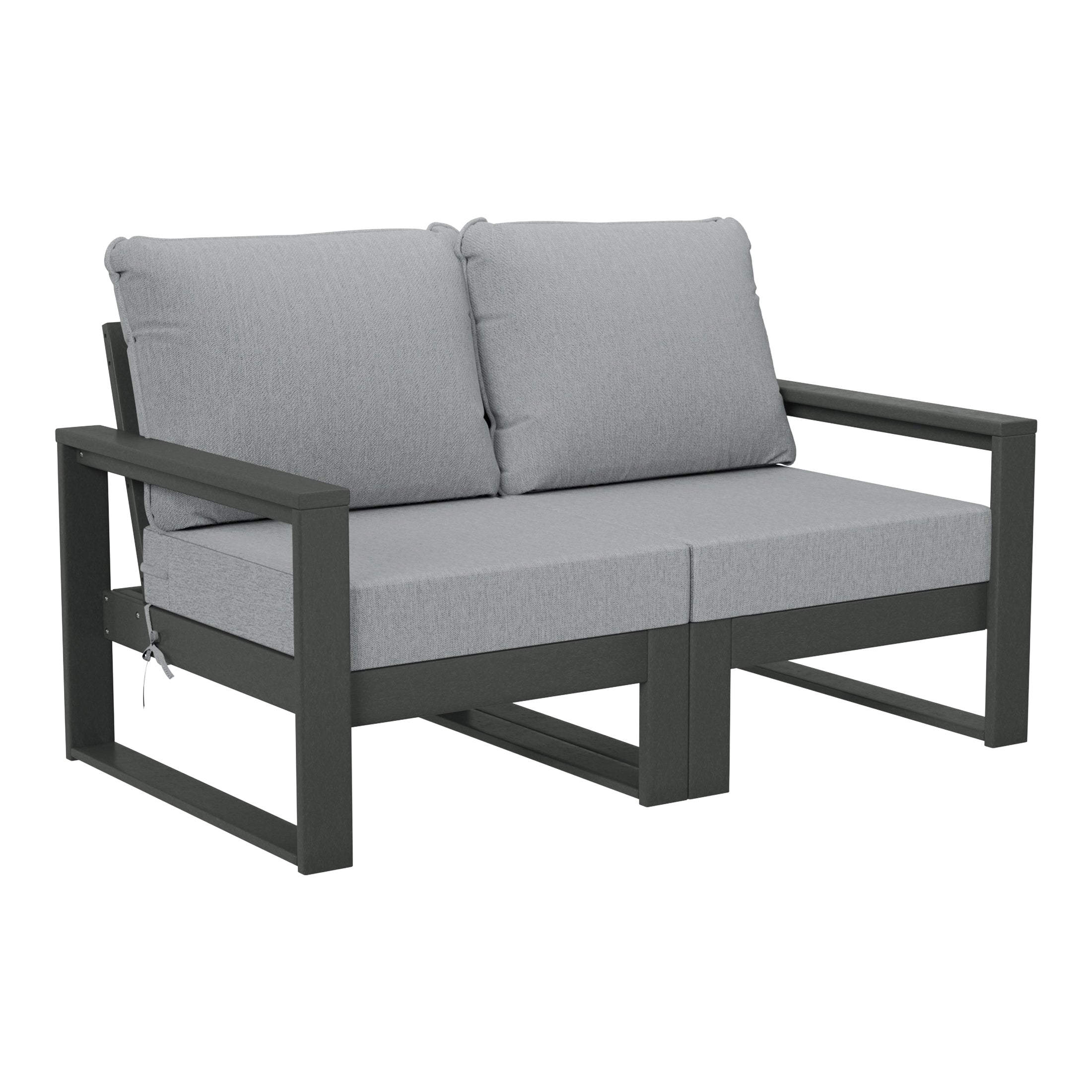 Rockaway Outdoor HDPE All-Weather Modern Patio Loveseat with Waterproof Cushions