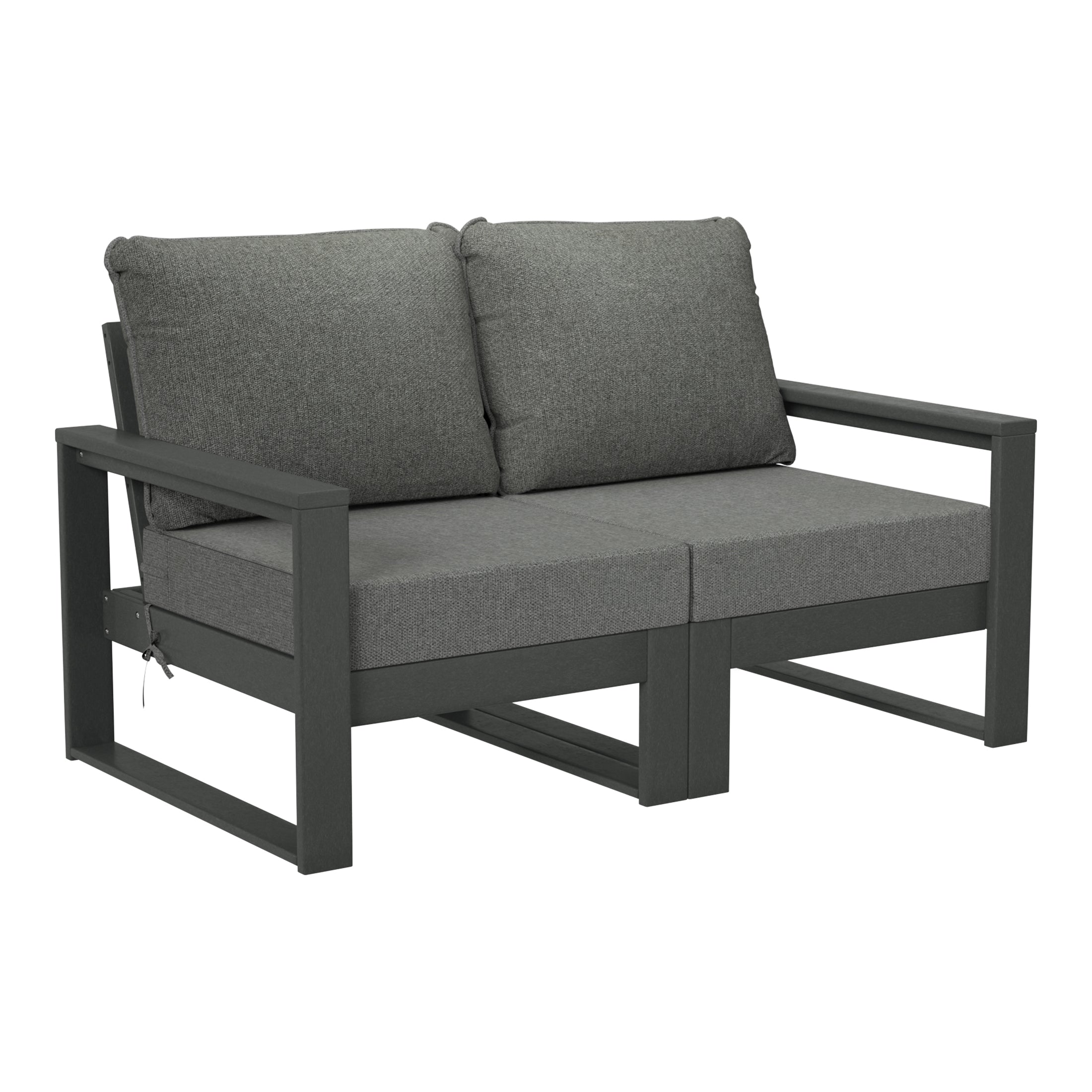 Rockaway Outdoor HDPE All-Weather Modern Patio Loveseat with Waterproof Cushions