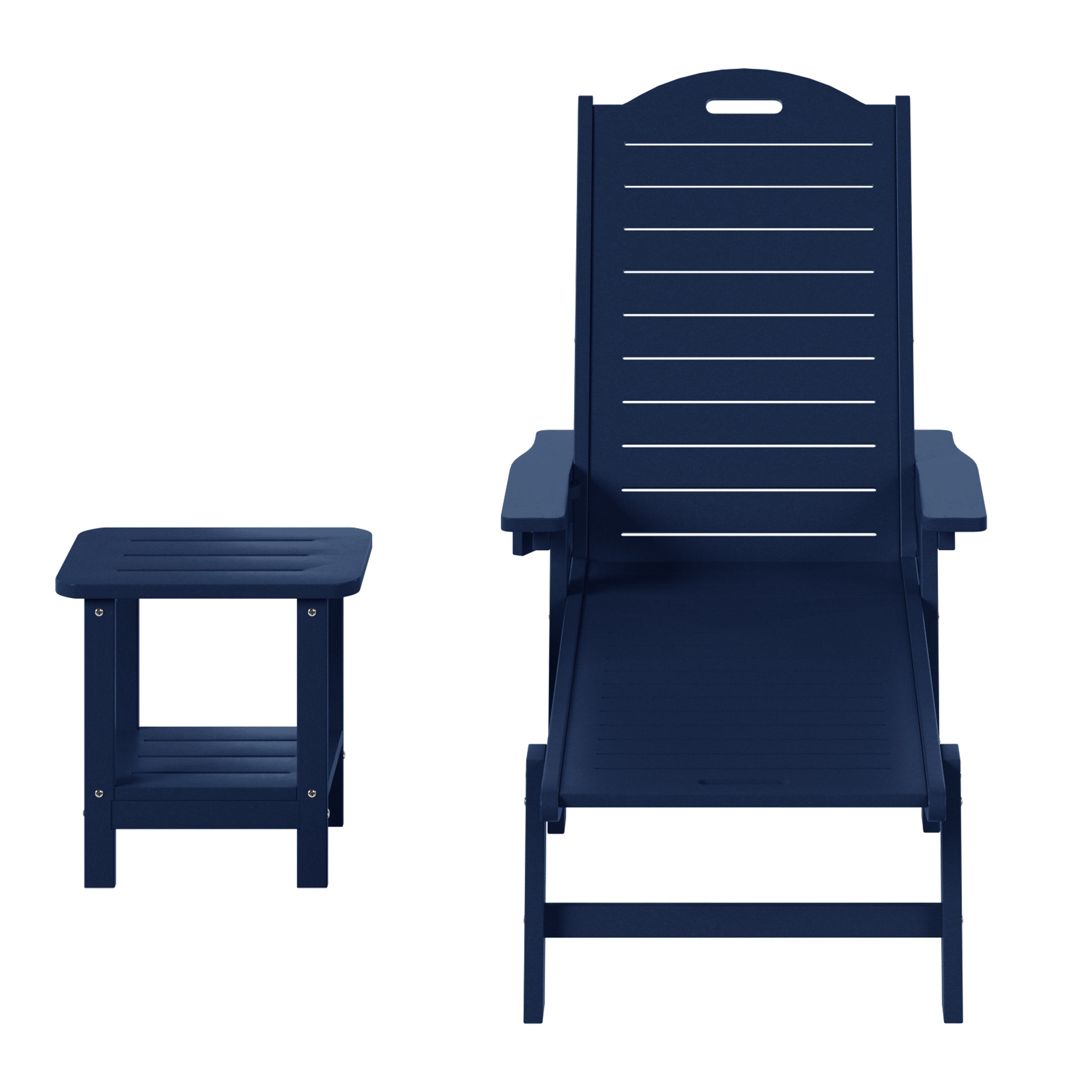 Lago 2-Piece Outdoor Patio Chaise Lounge Chair with Wheels & Cup Holder with Patio Side Table