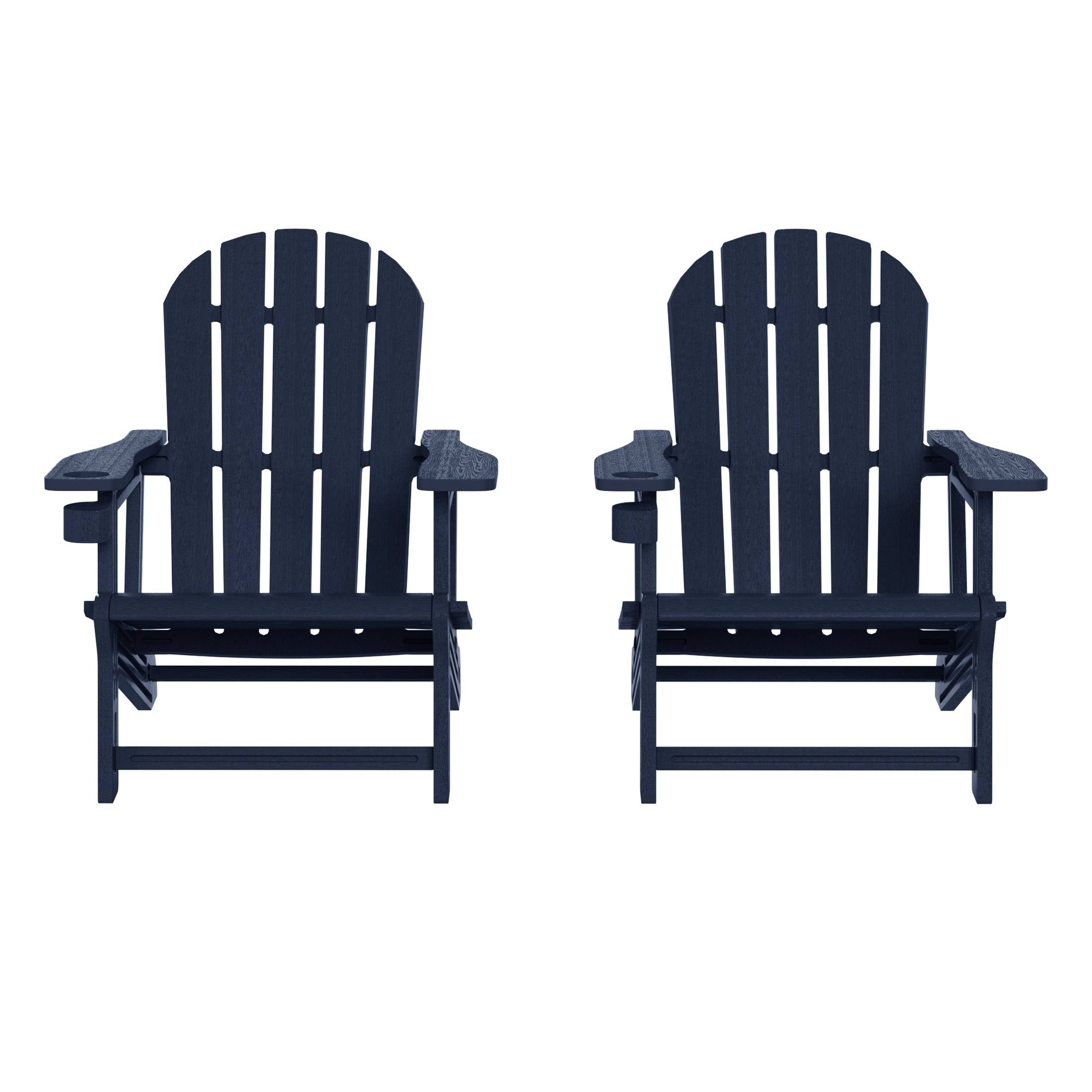 Cayman Tool-Free Assembly Outdoor Patio HDPE Plastic Adirondack Chair with Cup Holder (Set of 2)